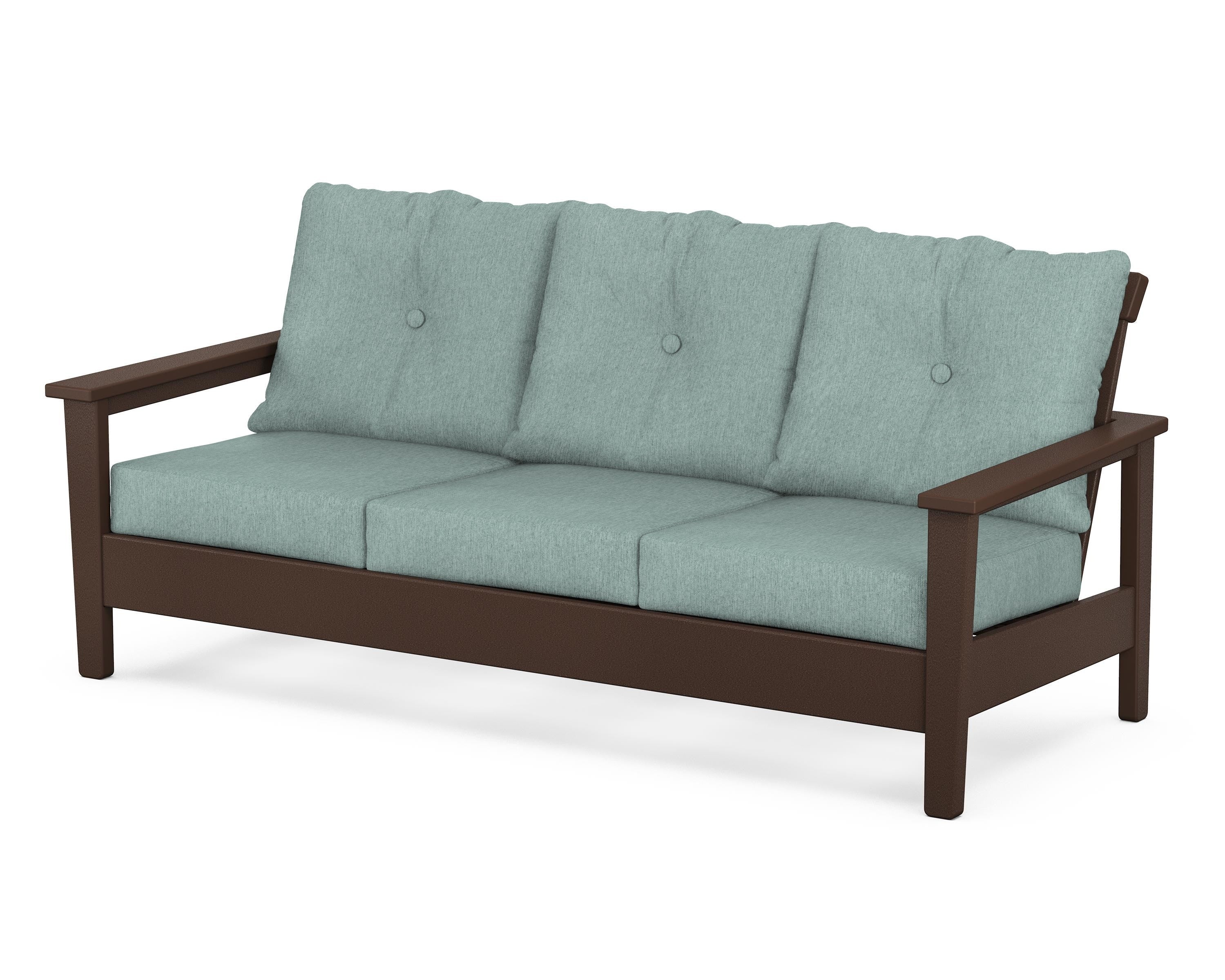 POLYWOOD® Prescott Deep Seating Sofa in Mahogany / Glacier Spa