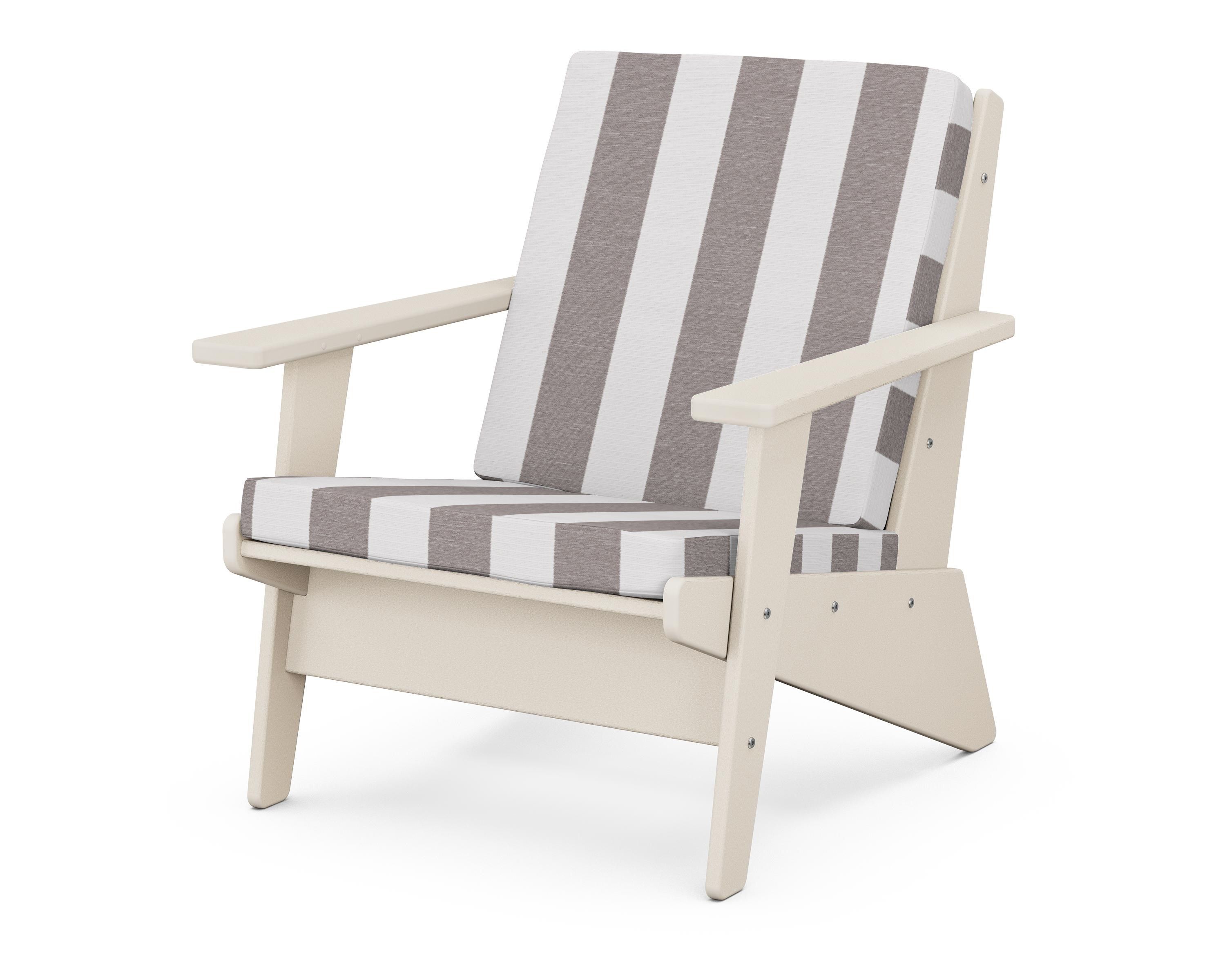 POLYWOOD® Riviera Modern Lounge Chair in Sand / Cabana Stripe Grey Mist
