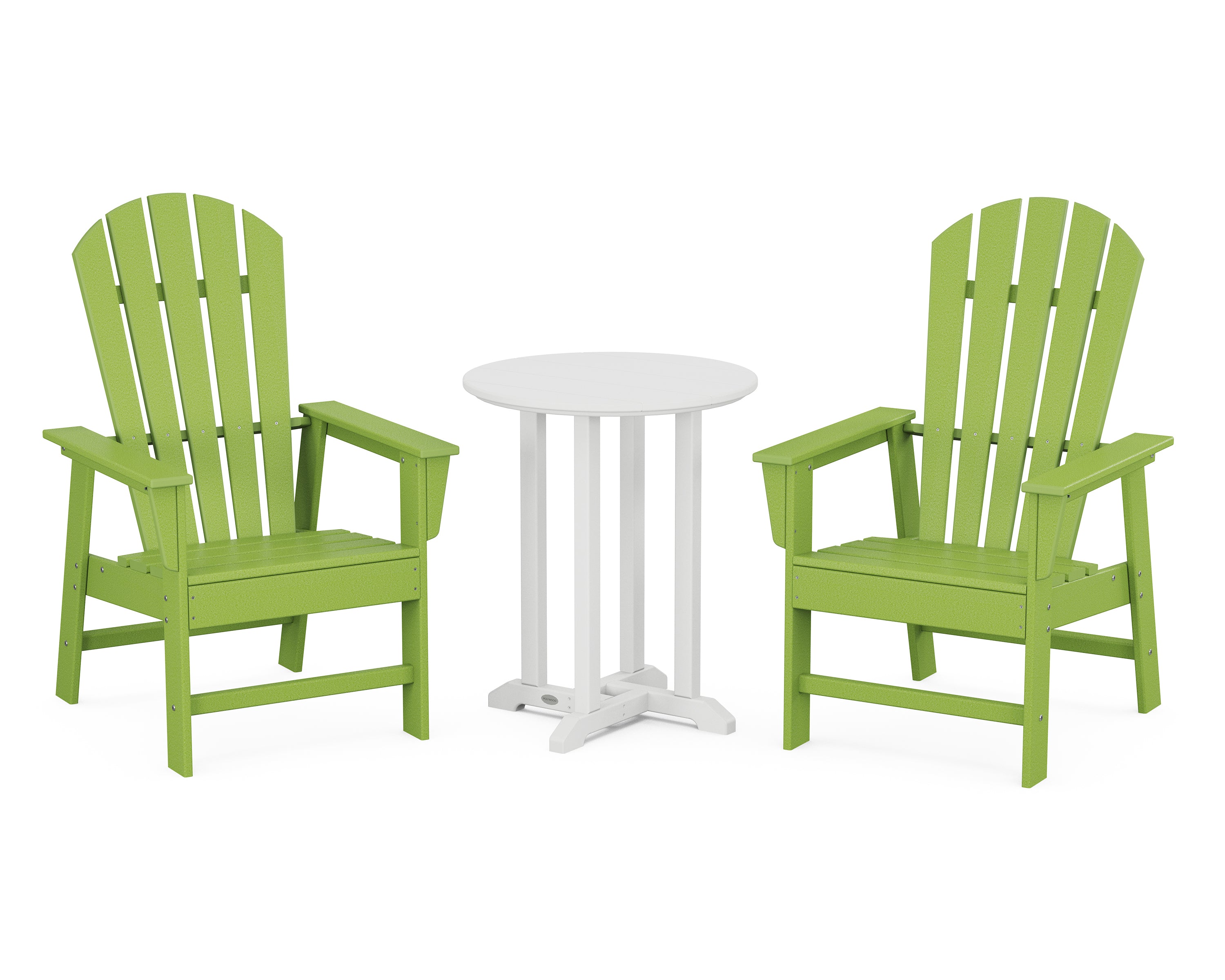 POLYWOOD® South Beach 3-Piece Round Farmhouse Bistro Dining Set in Lime / White