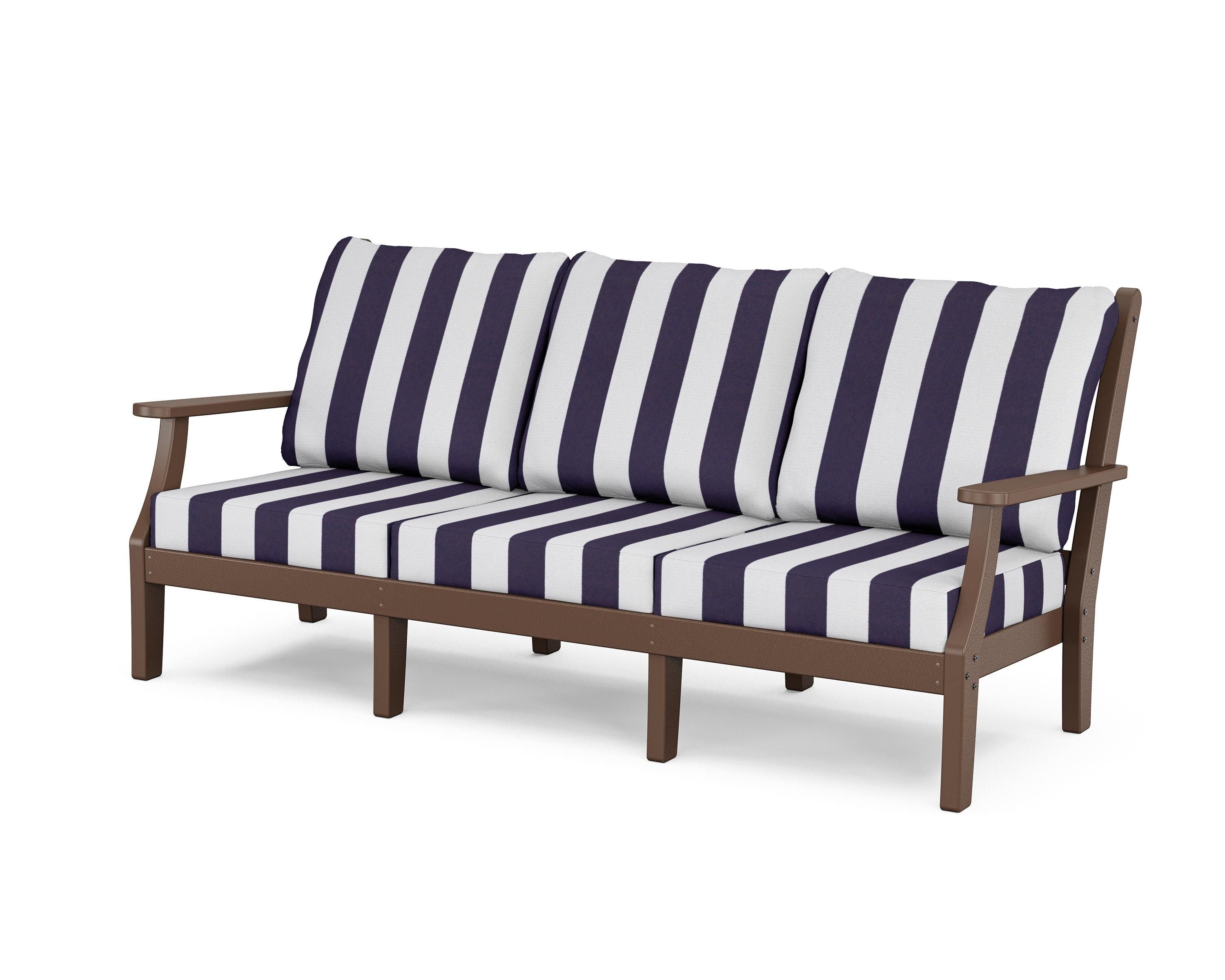 Country Living Wovendale Deep Seating Sofa in Mahogany / Cabana Stripe Navy