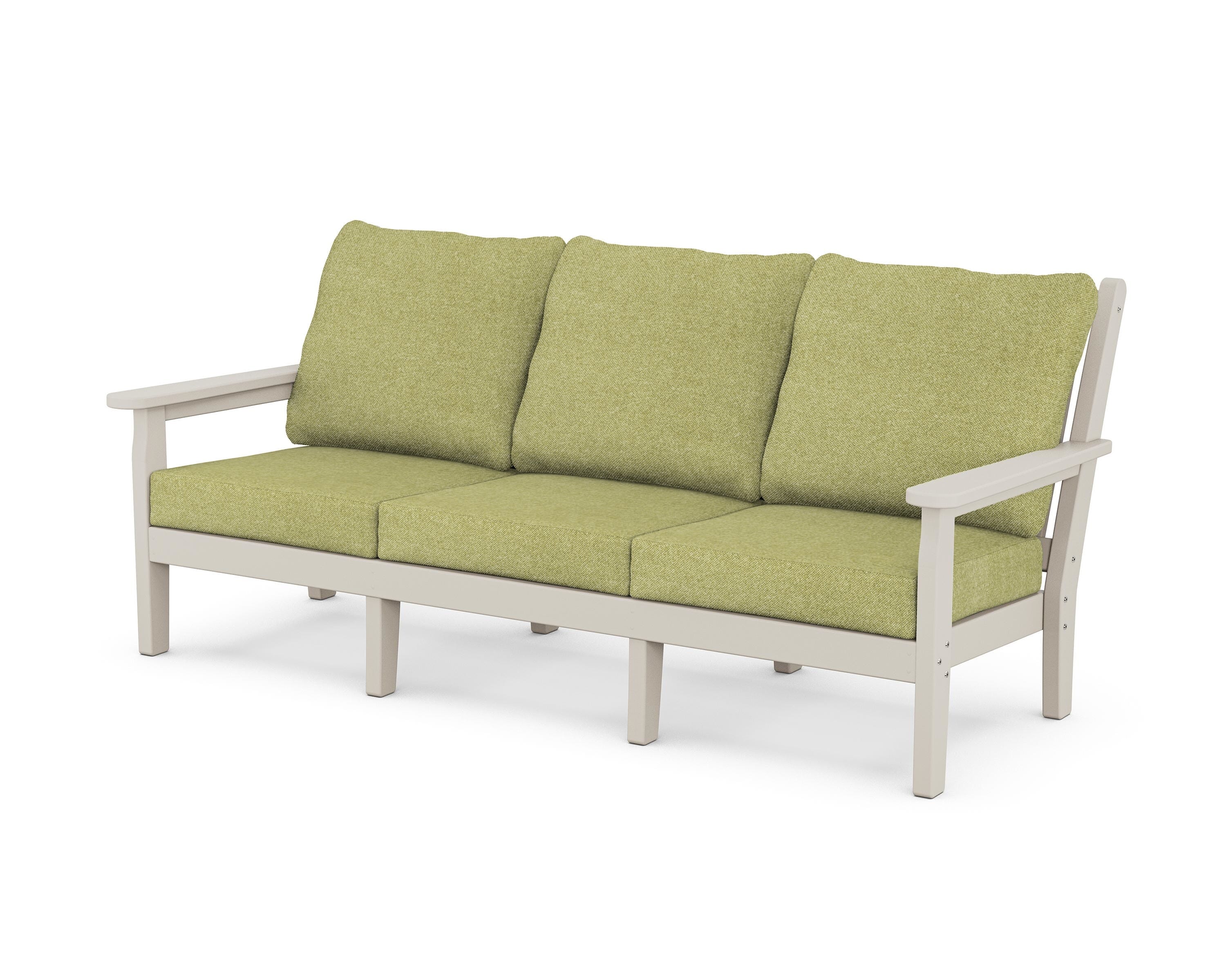 POLYWOOD® Chippendale Deep Seating Sofa in Sand / Chartreuse Boucle