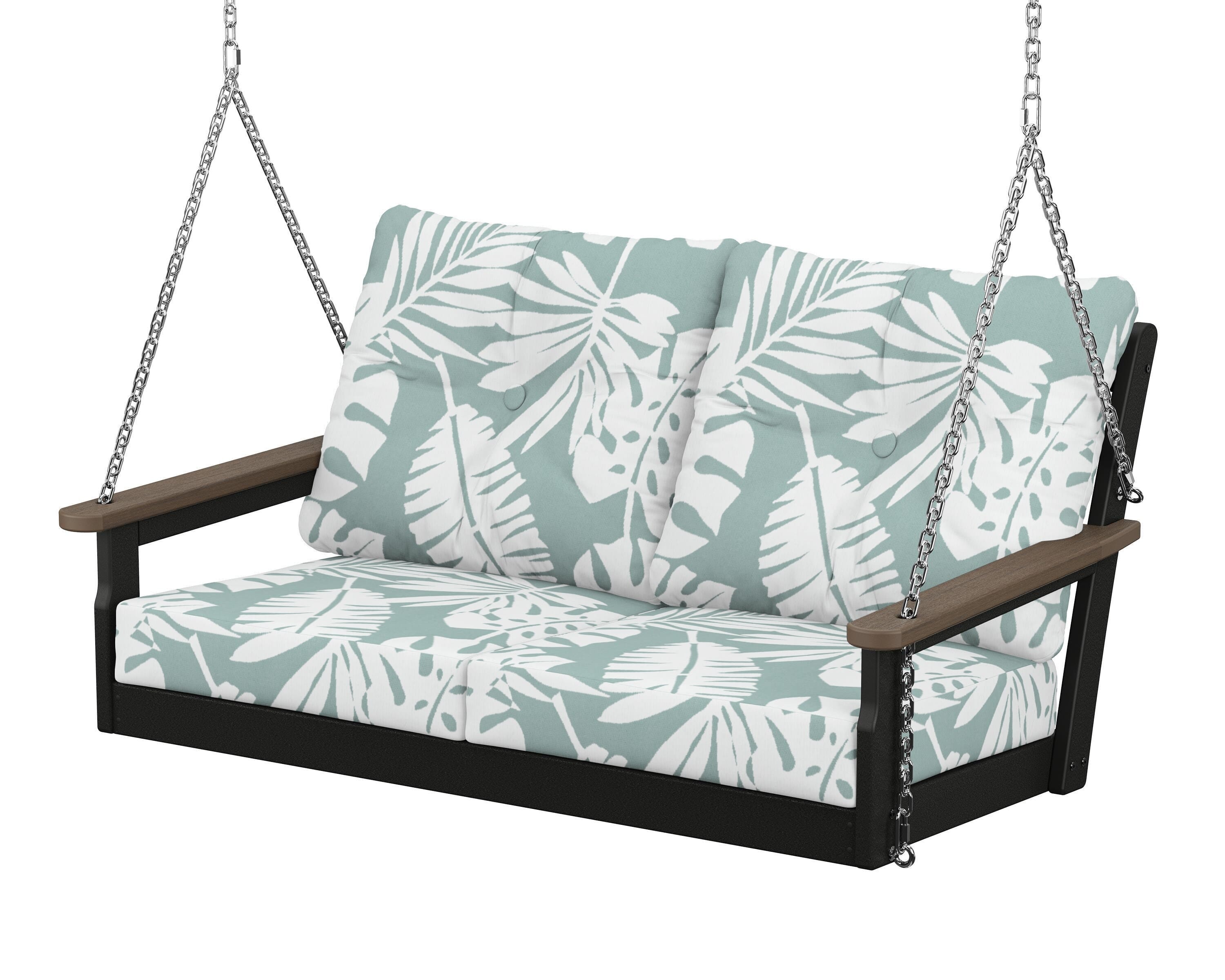 POLYWOOD® Vineyard Deep Seating Swing in Black / Kona / Leaf Glacier Spa