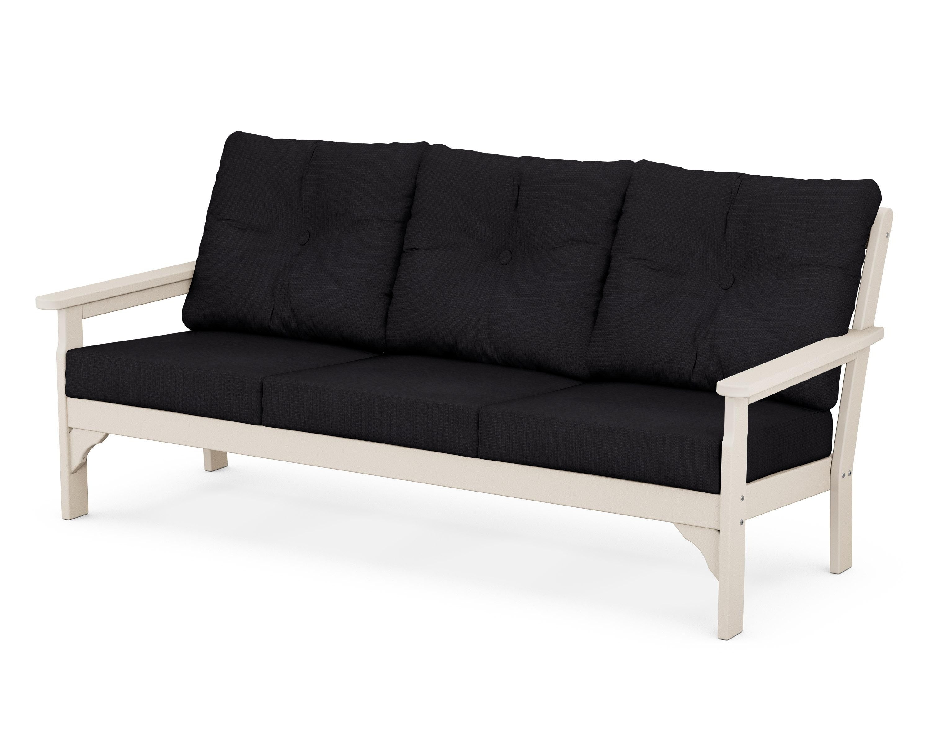 POLYWOOD® Vineyard Deep Seating Sofa in Sand / Midnight Linen