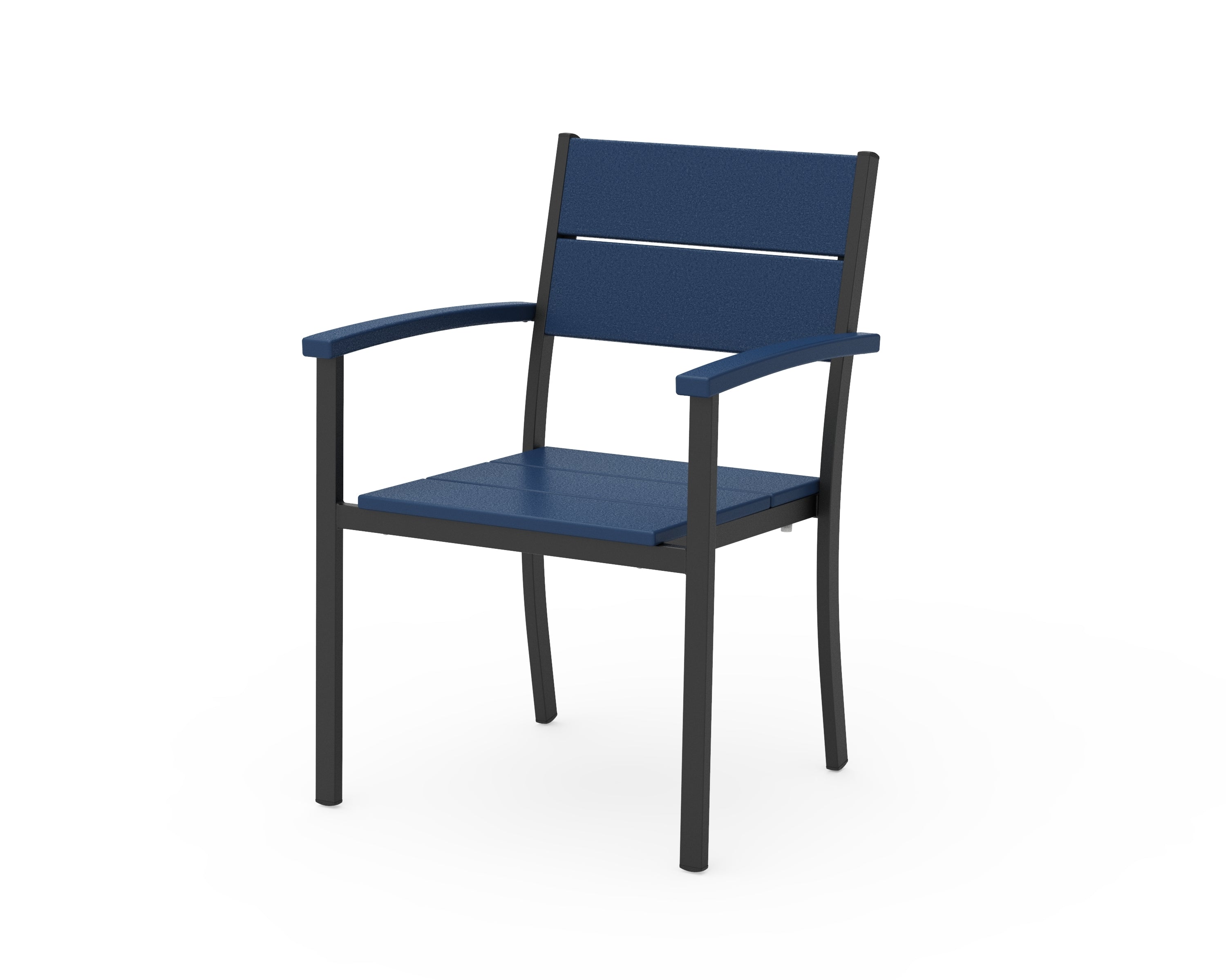 POLYWOOD® Main Street Stacking Dining Arm Chair in Black / Navy