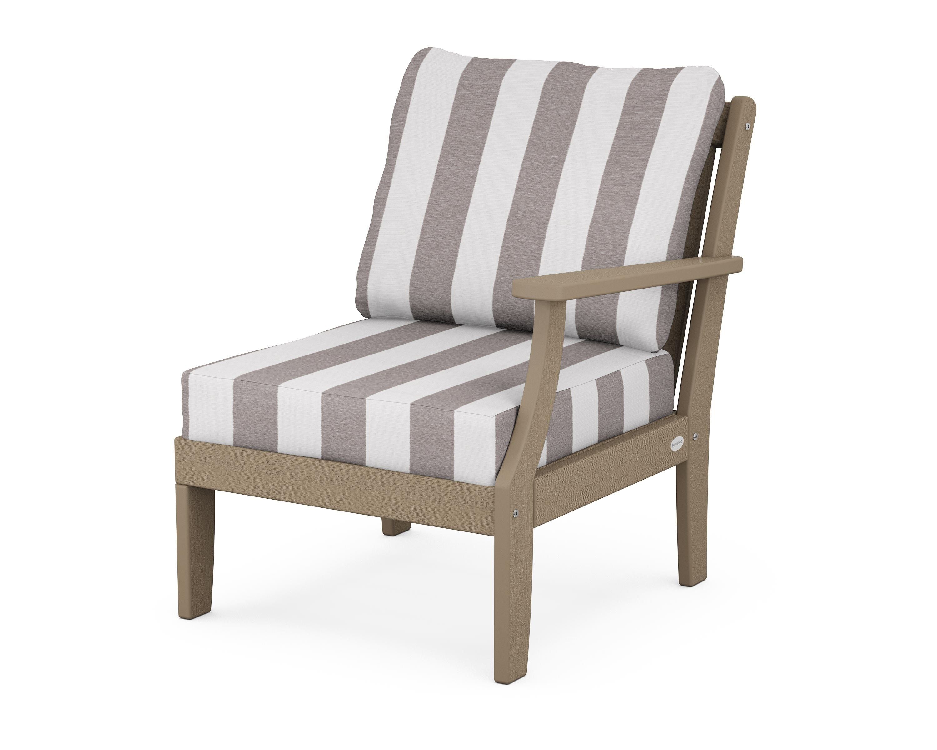 POLYWOOD® Braxton Modular Right Arm Chair in Vintage Sahara / Cabana Stripe Grey Mist