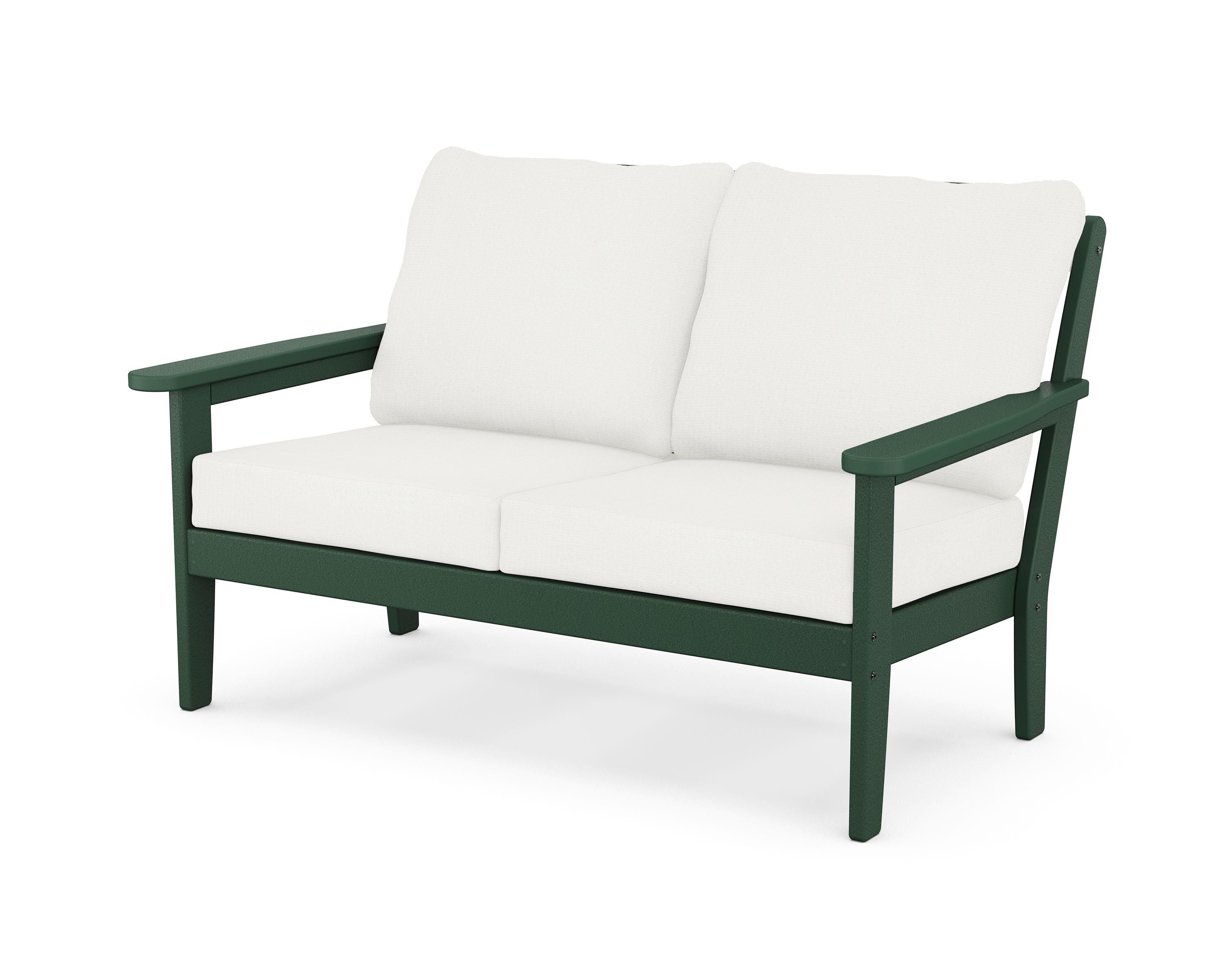 Country Living Cottage Deep Seating Loveseat in Green / Natural Linen