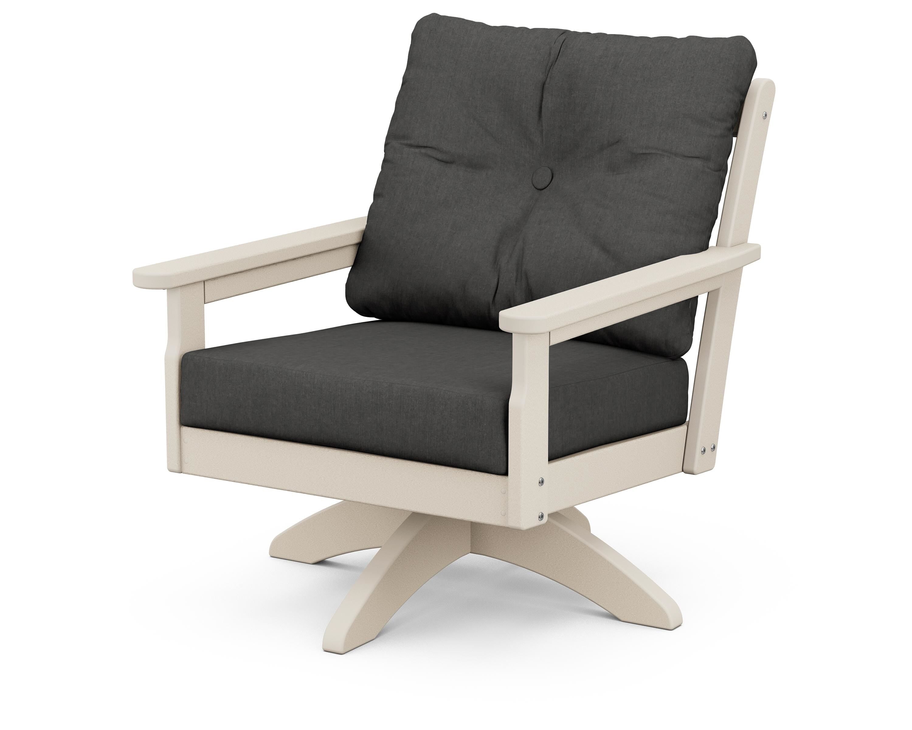 POLYWOOD® Vineyard Deep Seating Swivel Chair in Sand / Spectrum Carbon