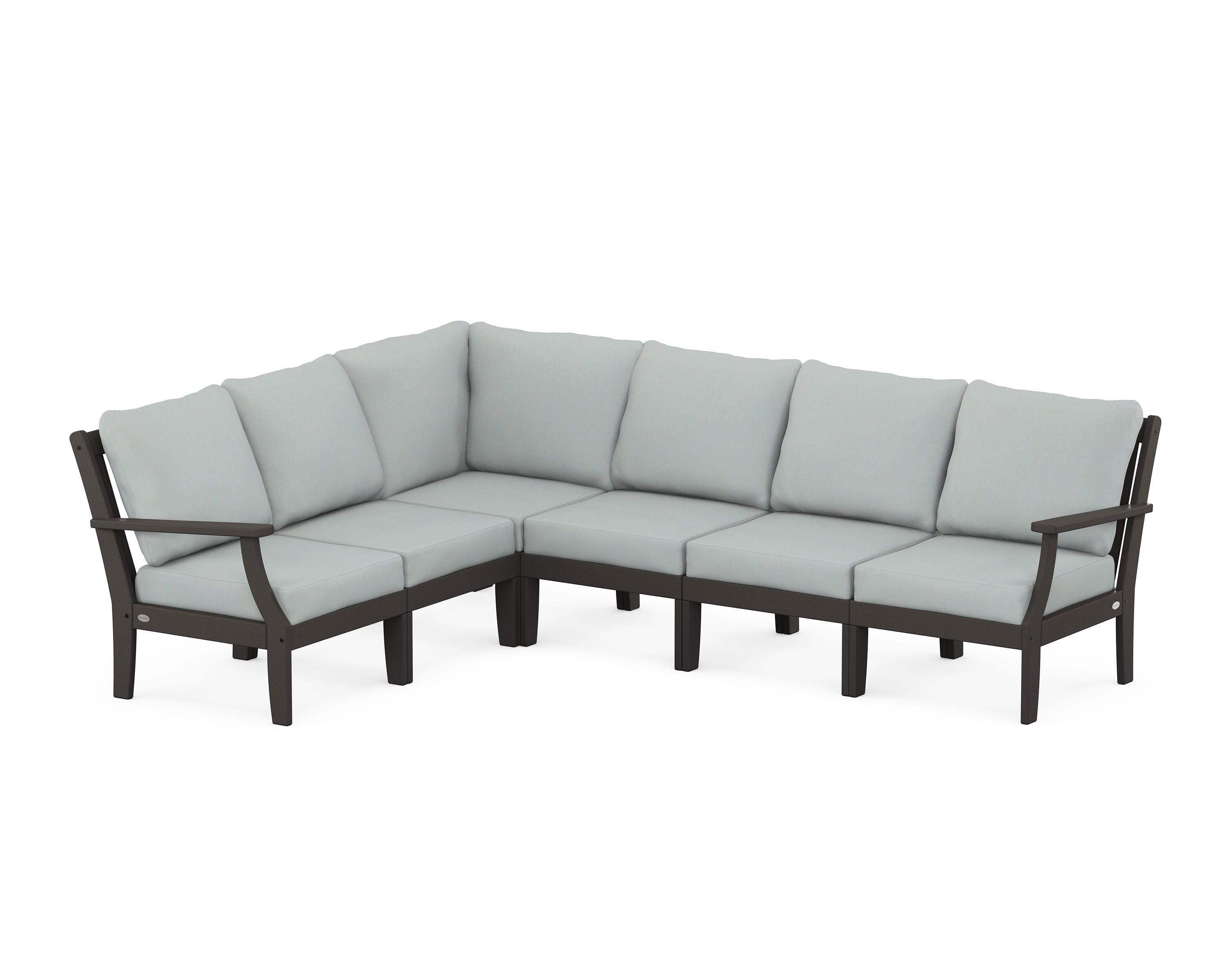 POLYWOOD® Braxton Modular 6-Piece Deep Seating Set in Vintage Coffee / Spa