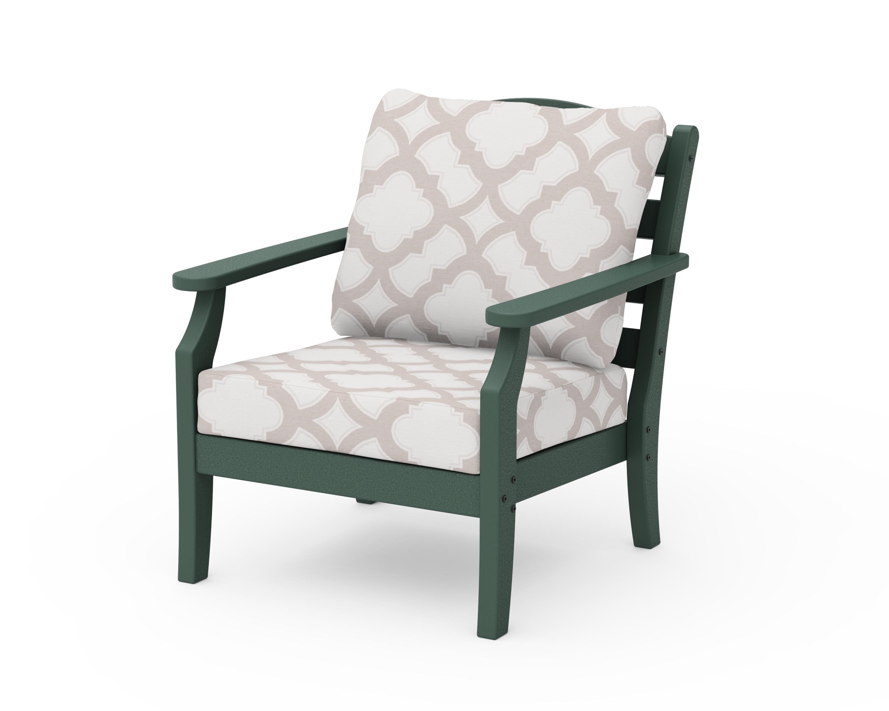 Draper James™ by POLYWOOD® Savannah Deep Seating Chair in Green / Trellis Dune Burlap