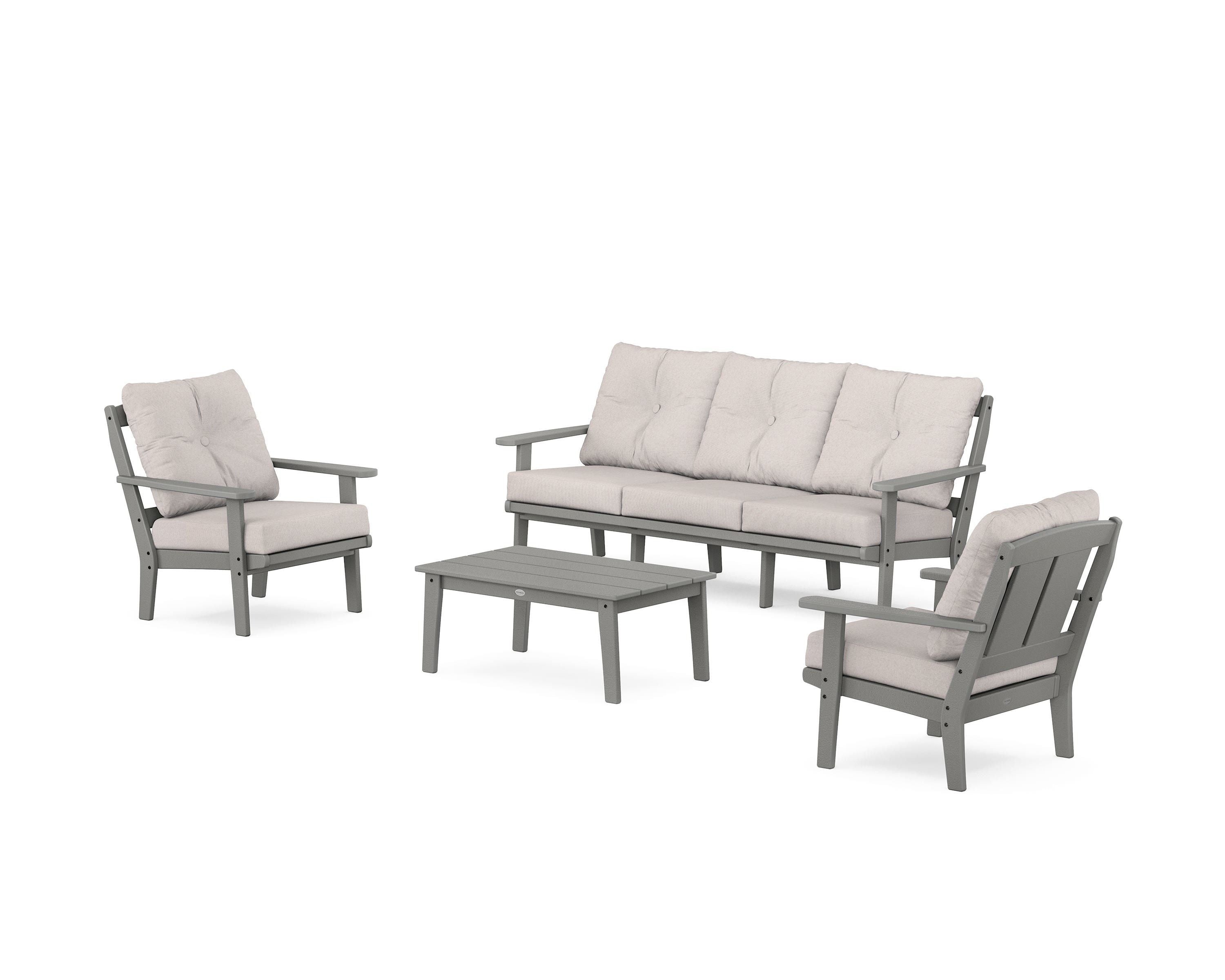 POLYWOOD® Mission 4-Piece Deep Seating Set with Sofa in Slate Grey / Dune Burlap