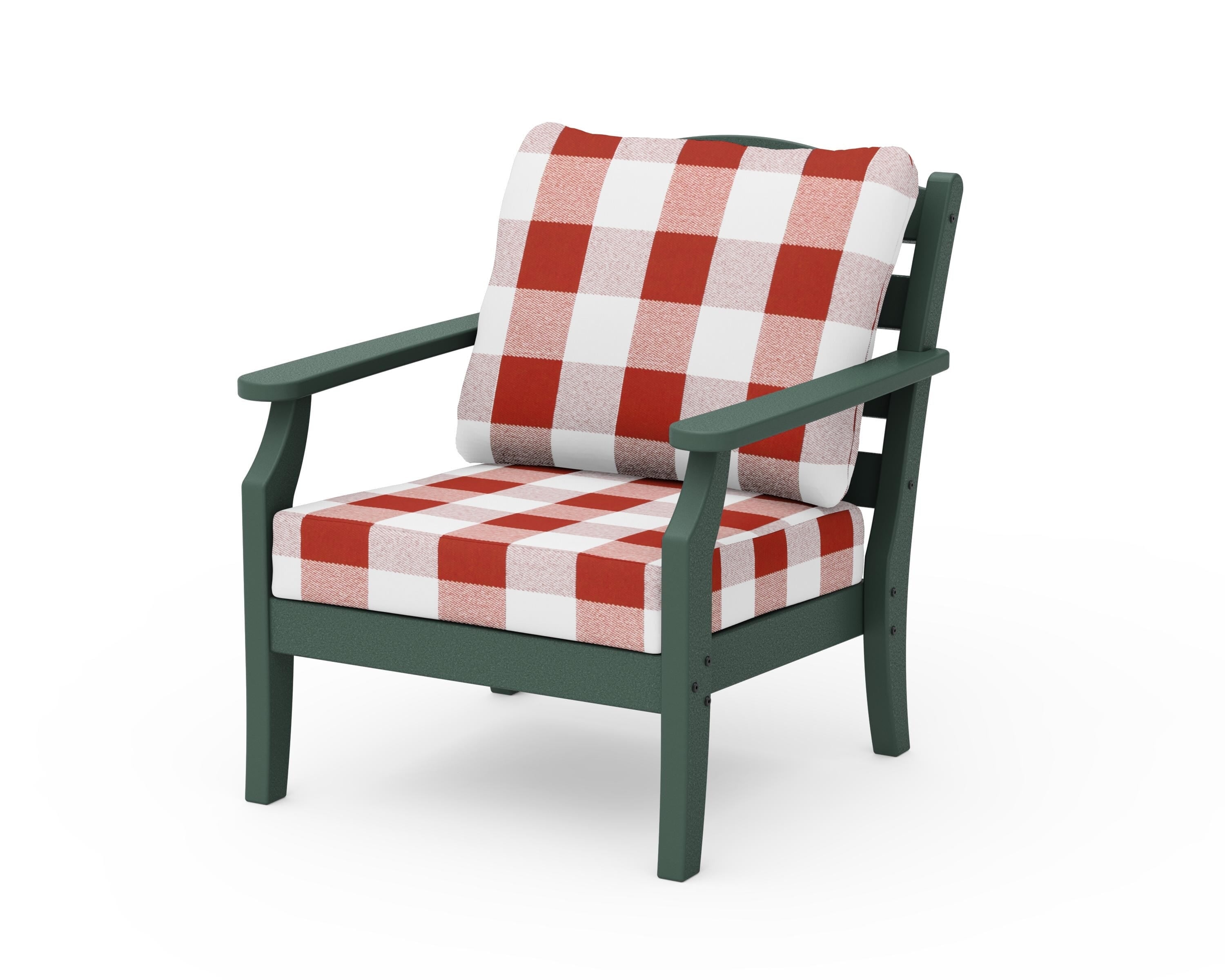 Draper James™ by POLYWOOD® Savannah Deep Seating Chair in Green / Buffalo Plaid Crimson