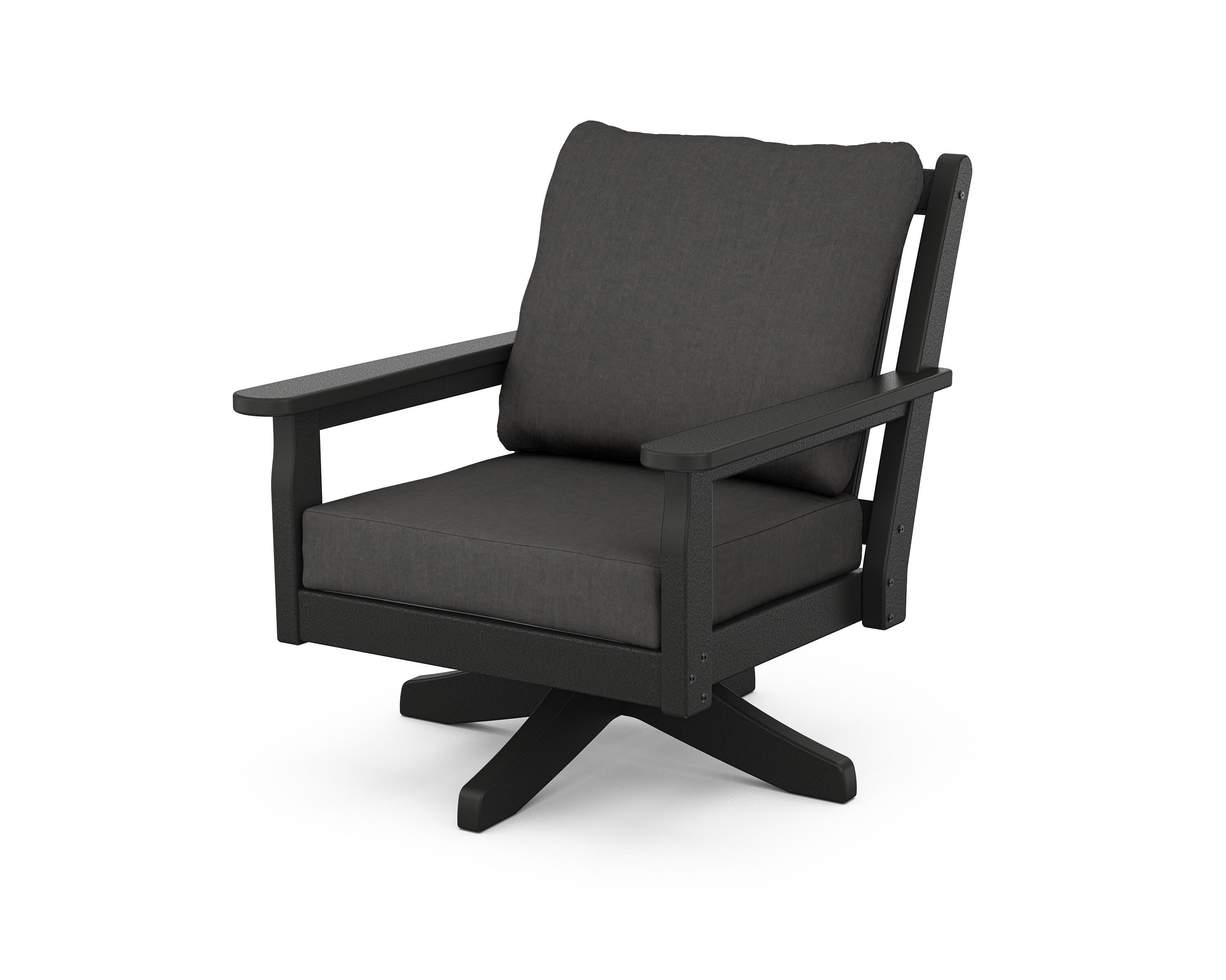 POLYWOOD® Chippendale Deep Seating Swivel Chair in Black / Spectrum Carbon
