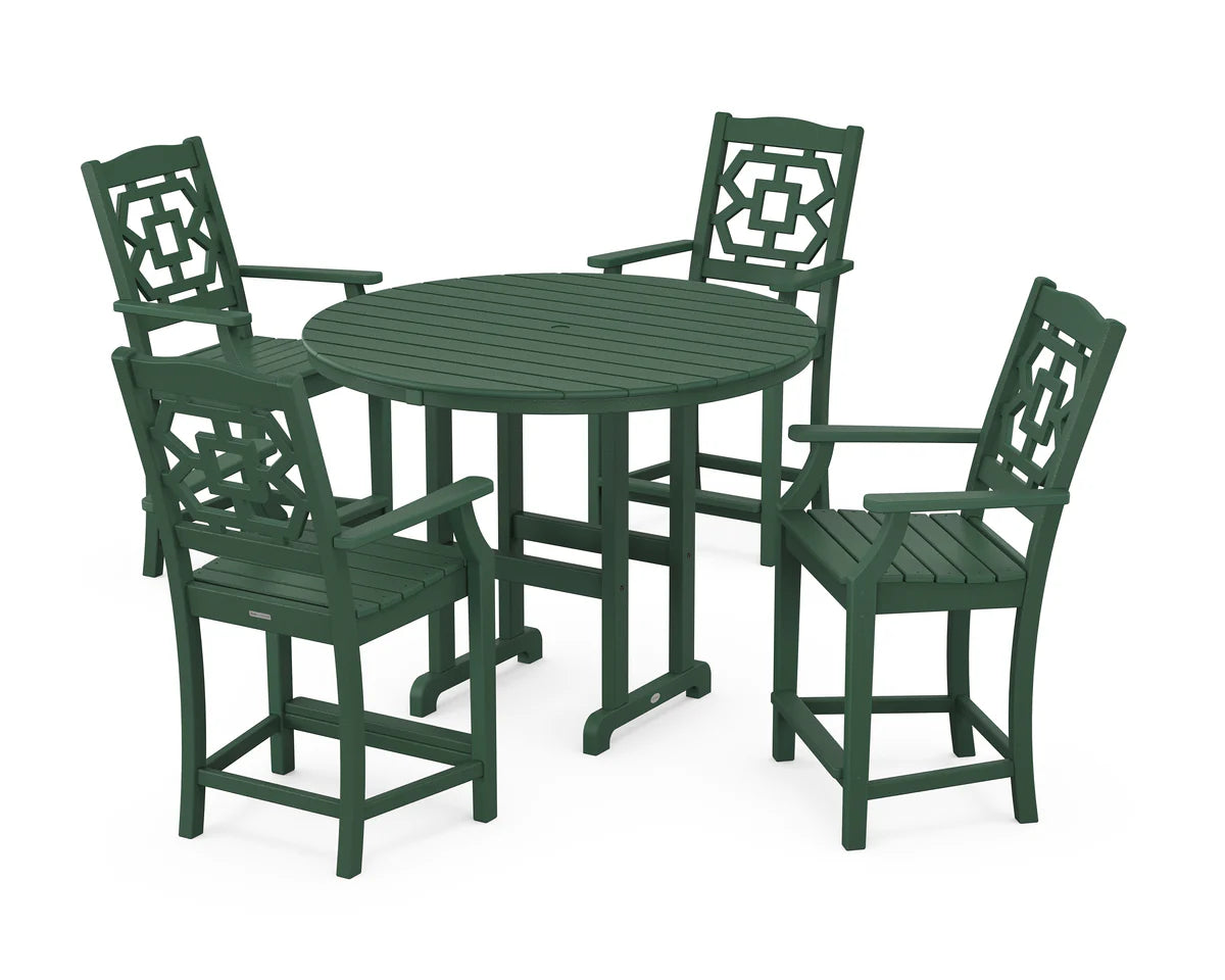 Chinoiserie 5-Piece Round Farmhouse Counter Set