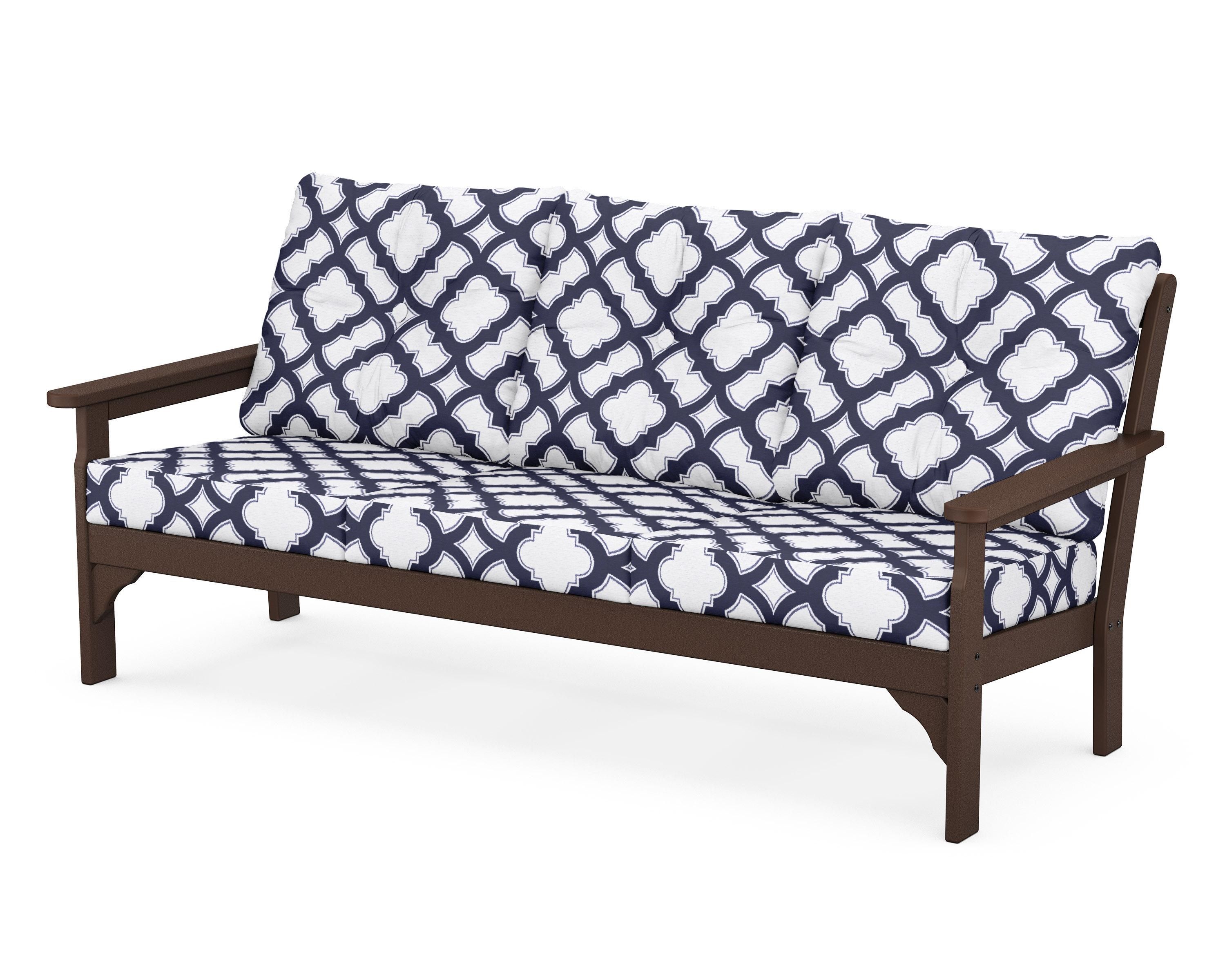 POLYWOOD® Vineyard Deep Seating Sofa in Mahogany / Trellis Navy
