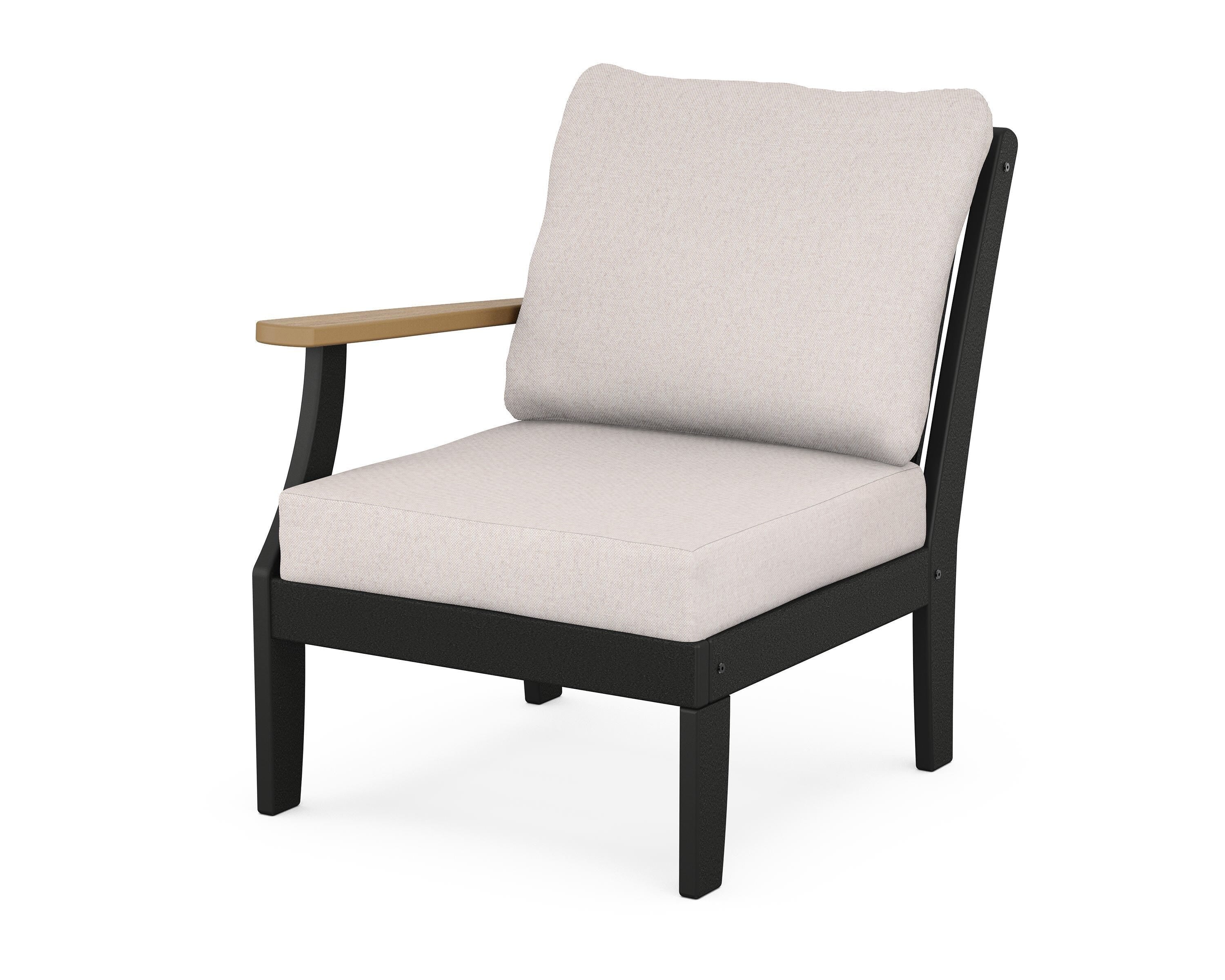 POLYWOOD® Braxton Modular Left Arm Chair in Black / Natural / Dune Burlap
