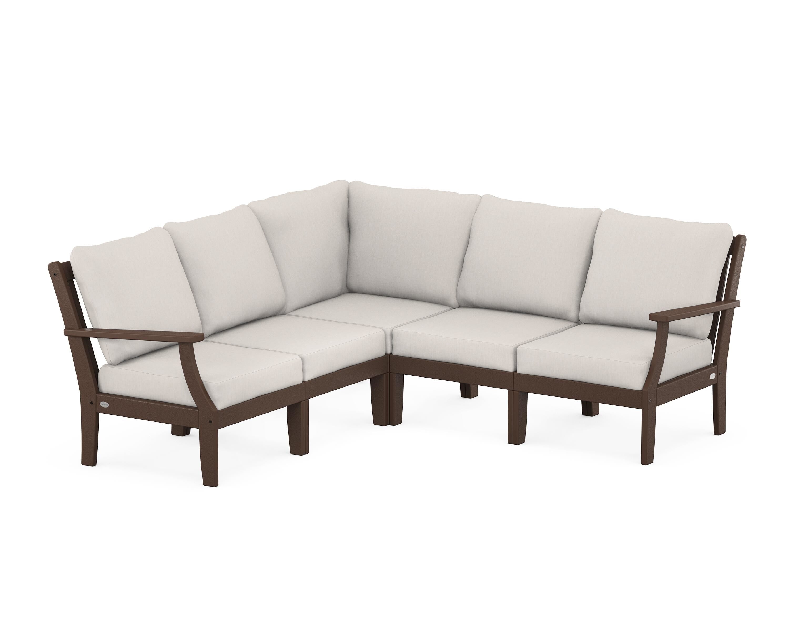 POLYWOOD® Braxton Modular 5-Piece Deep Seating Set in Mahogany / Cast Ash