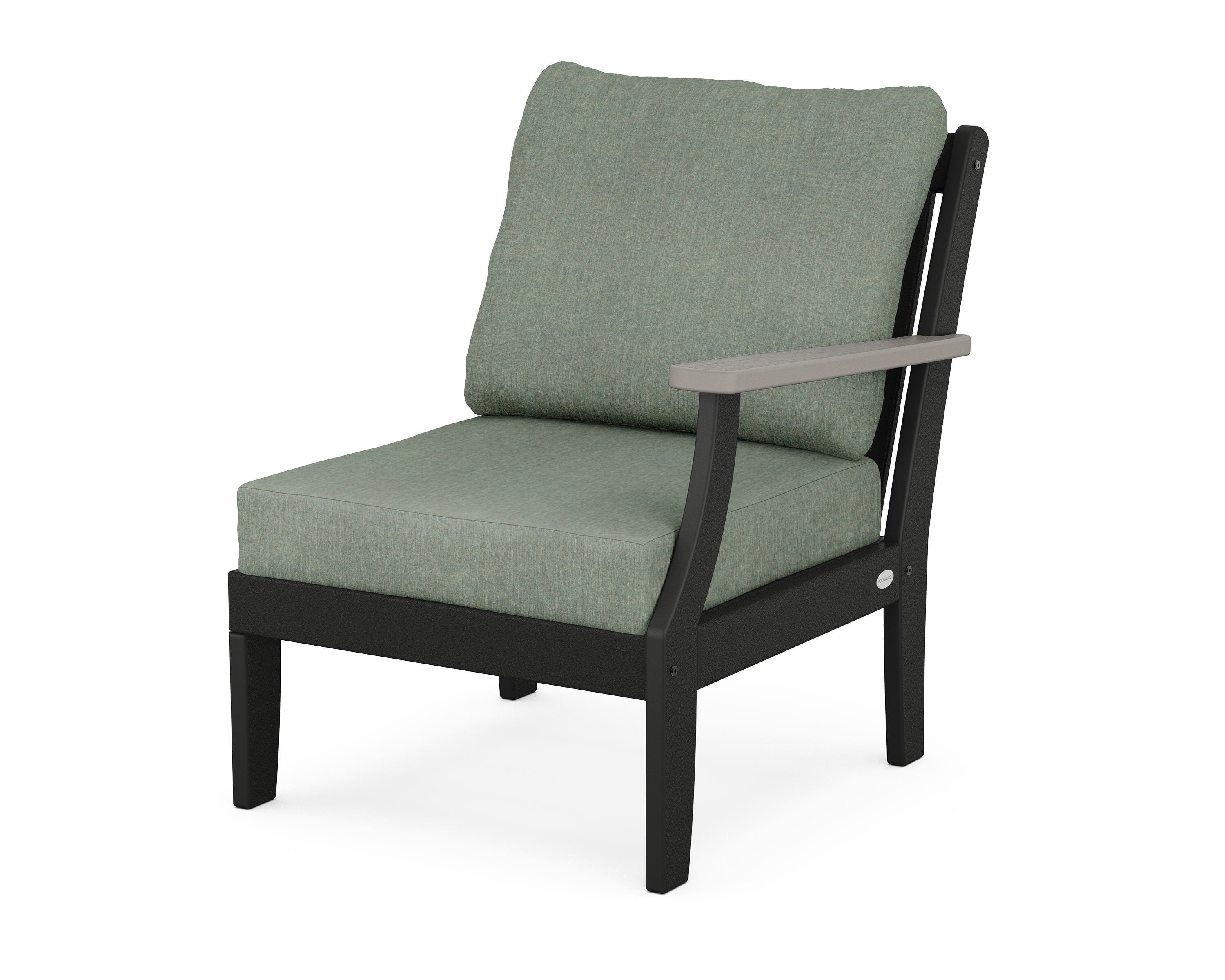 POLYWOOD® Braxton Modular Right Arm Chair in Black / Driftwood / Cast Sage