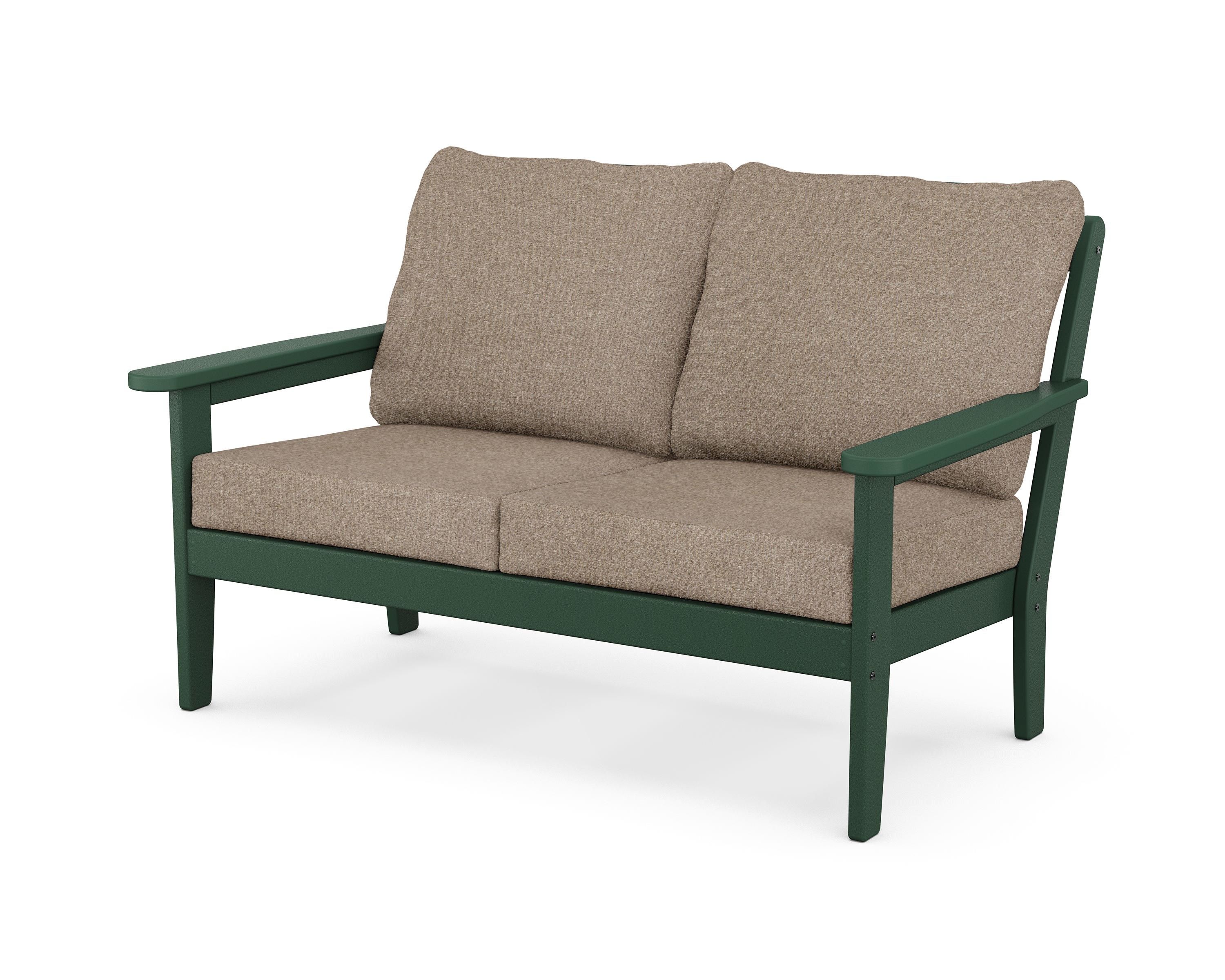 Country Living Cottage Deep Seating Loveseat in Green / Spiced Burlap