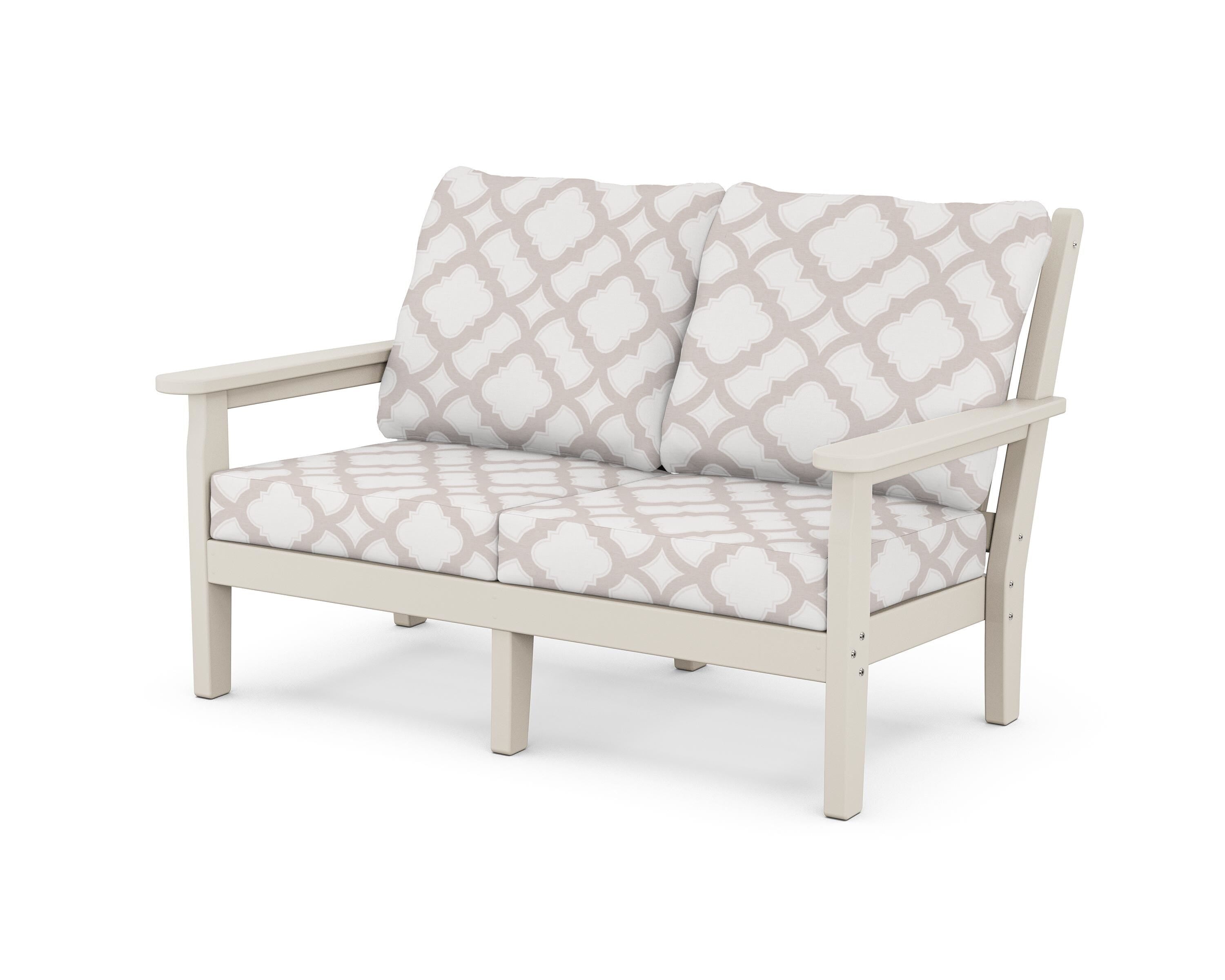 POLYWOOD® Chippendale Deep Seating Loveseat in Sand / Trellis Dune Burlap