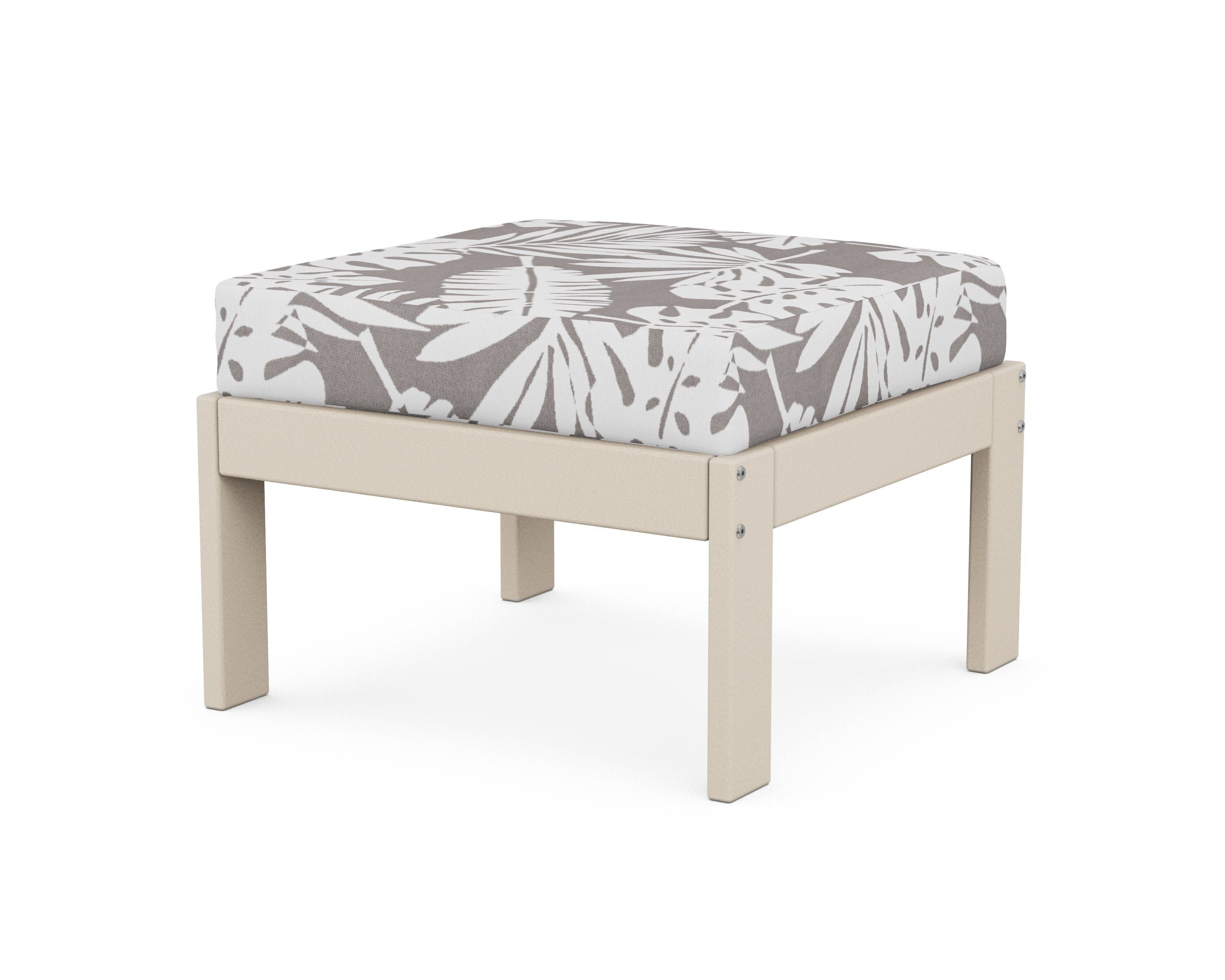 POLYWOOD® Vineyard Modular Ottoman in Sand / Leaf Grey Mist
