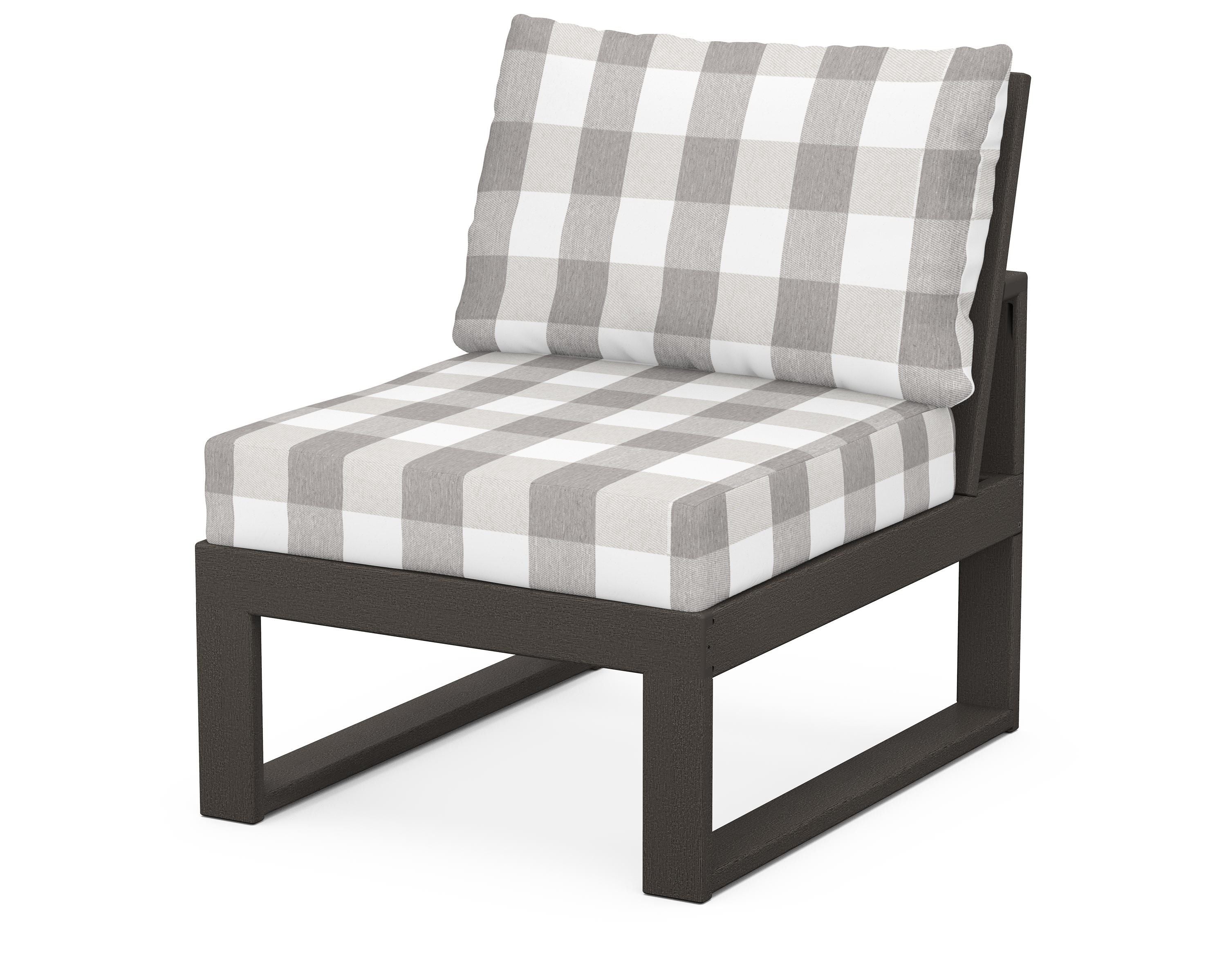 Unbranded Modular Armless Chair in Vintage Coffee / Buffalo Plaid Grey Mist