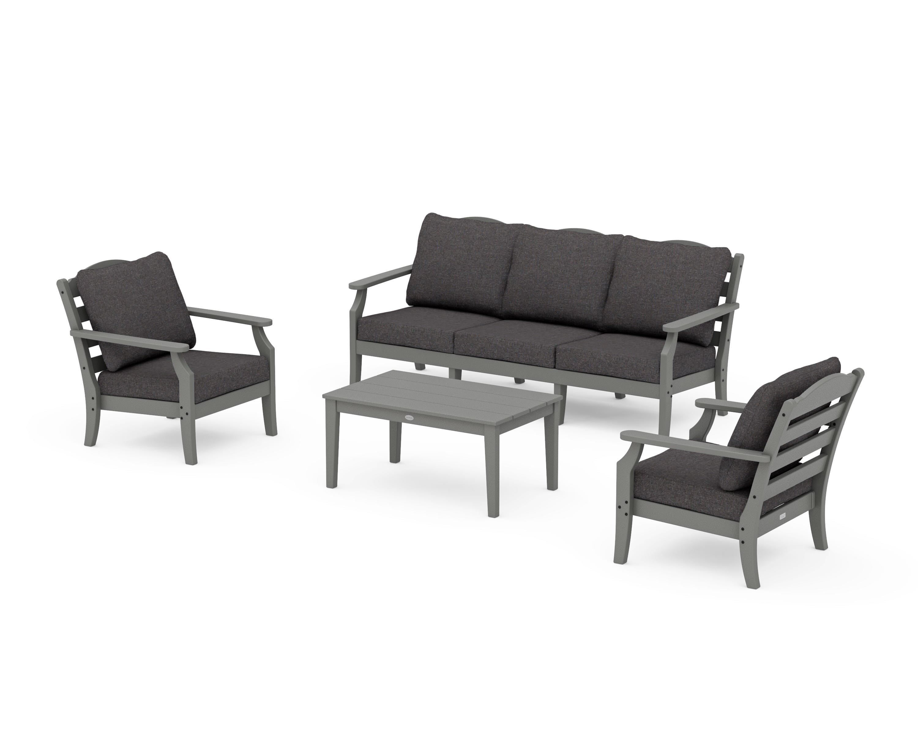 Draper James™ by POLYWOOD® Savannah 4-Piece Deep Seating Set with Sofa in Slate Grey / Ash Charcoal