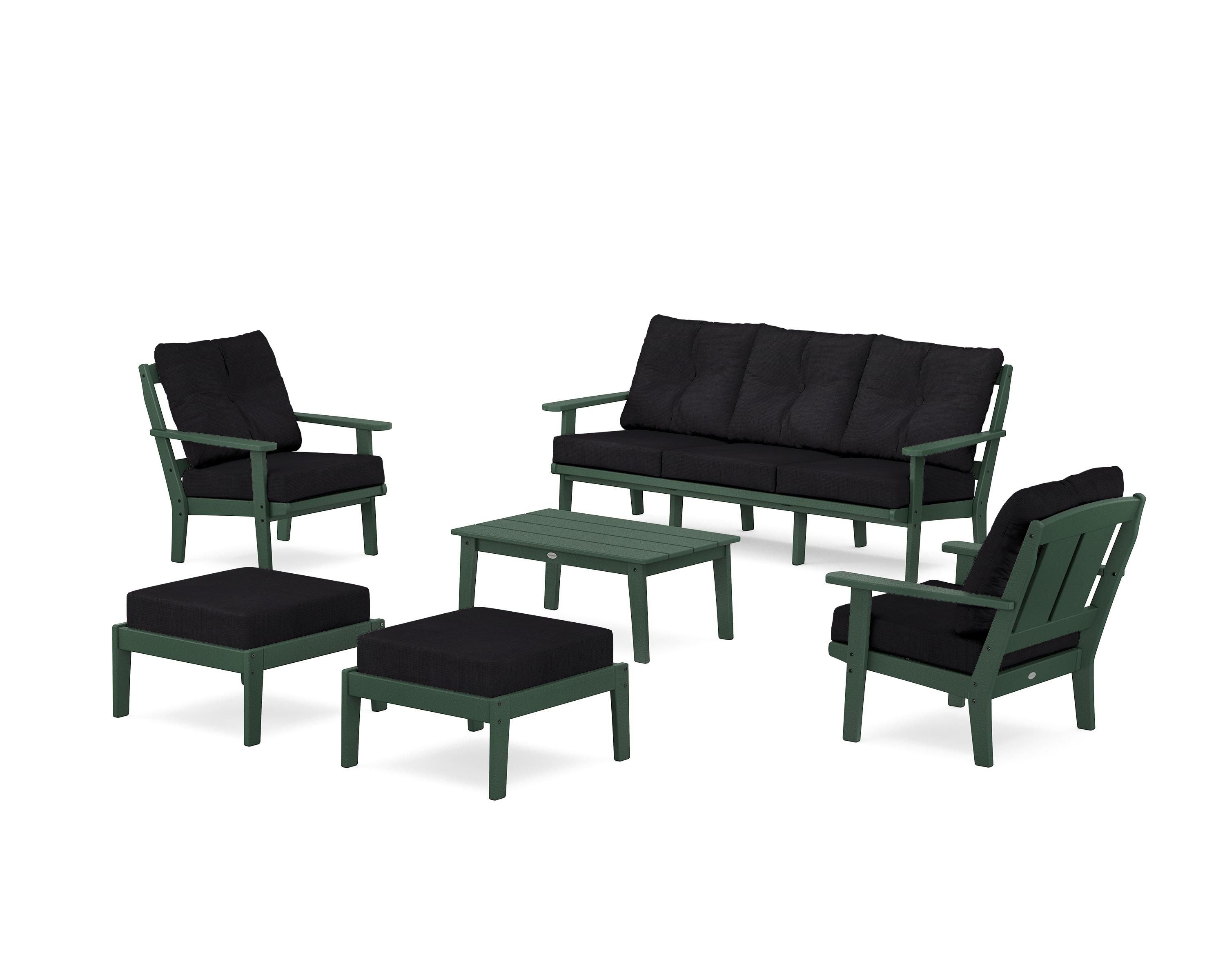 POLYWOOD® Mission 6-Piece Lounge Sofa Set in Green / Midnight Linen