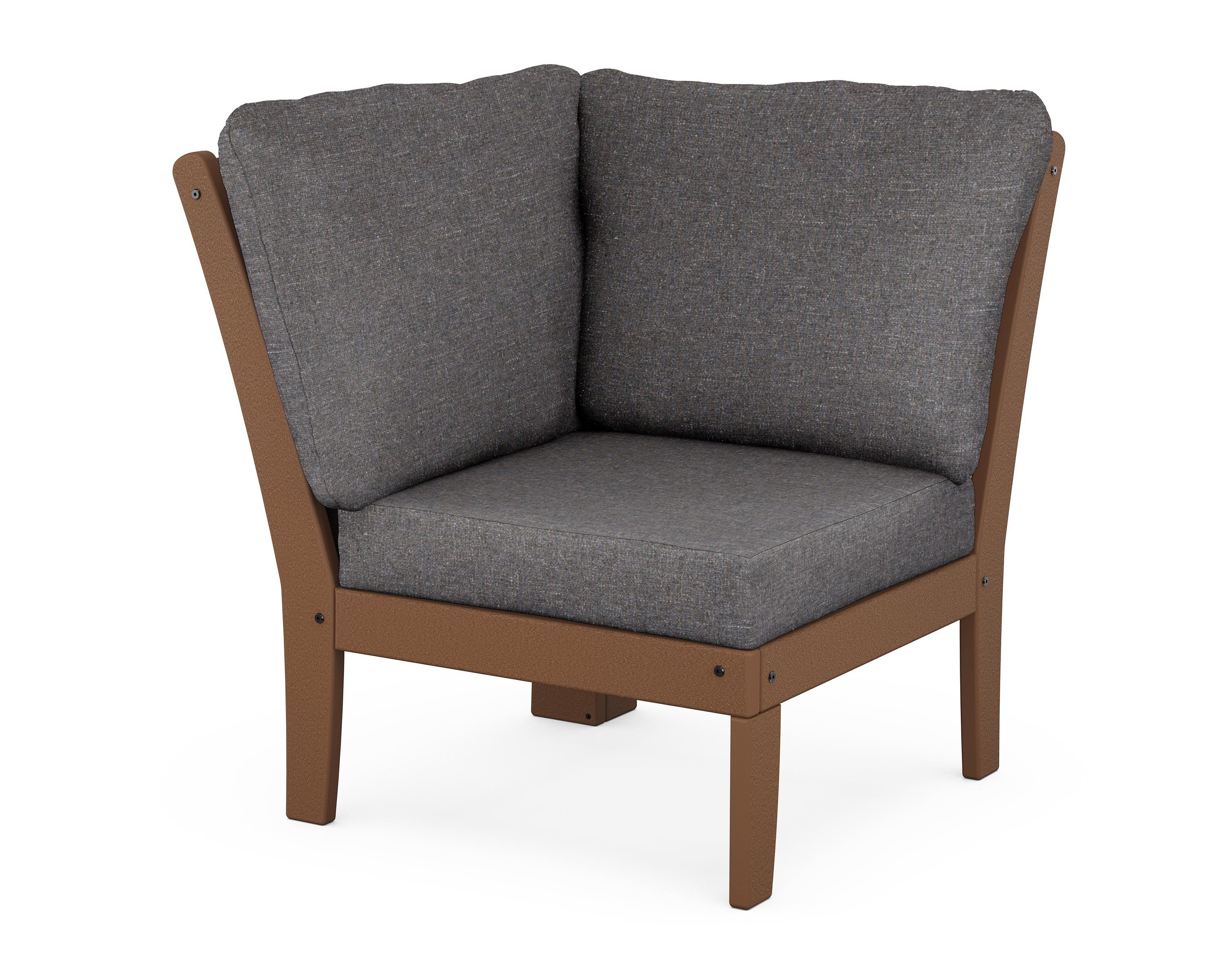 POLYWOOD® Braxton Modular Corner Chair in Teak / Ash Charcoal
