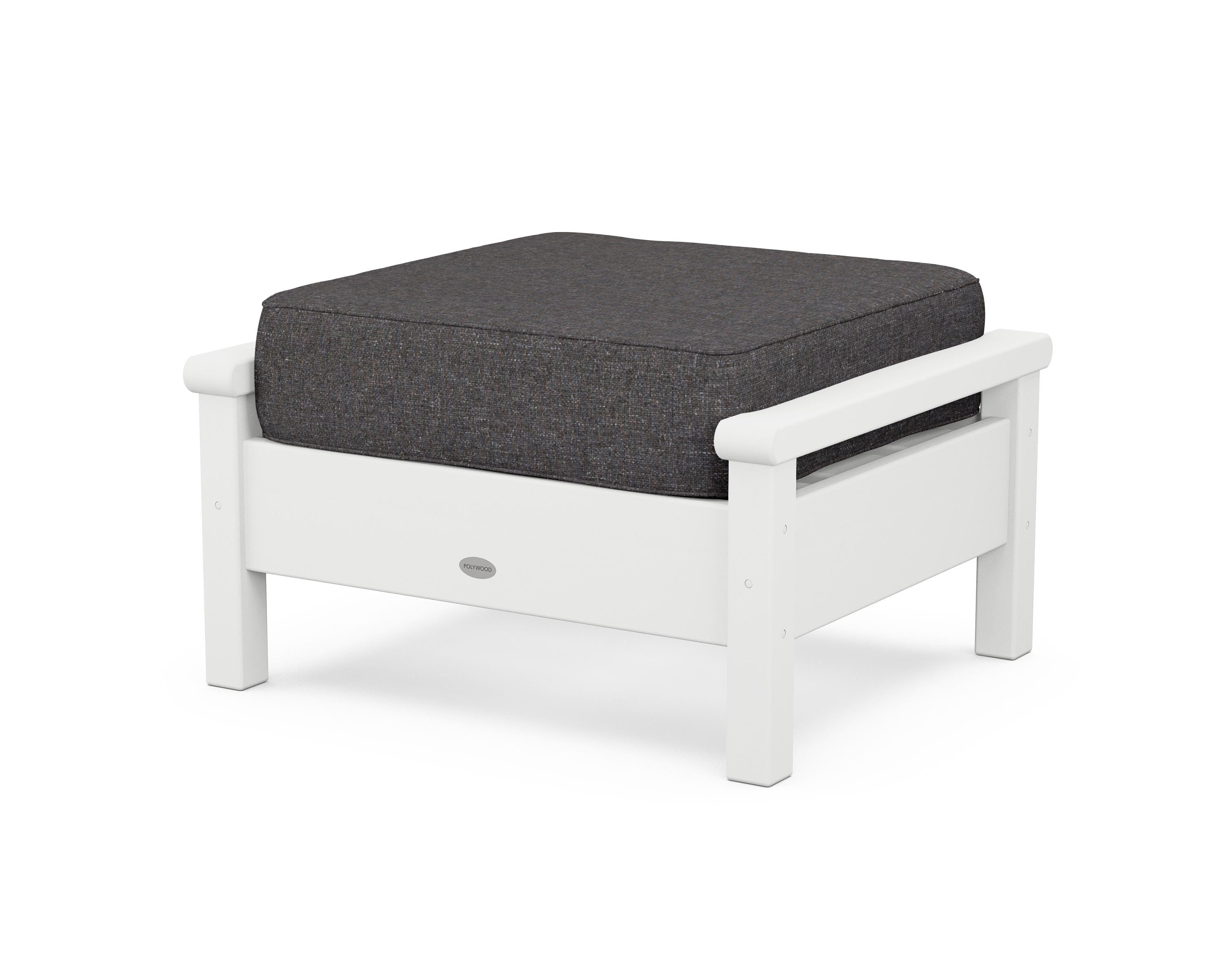 POLYWOOD® Harbour Deep Seating Ottoman in White / Ash Charcoal