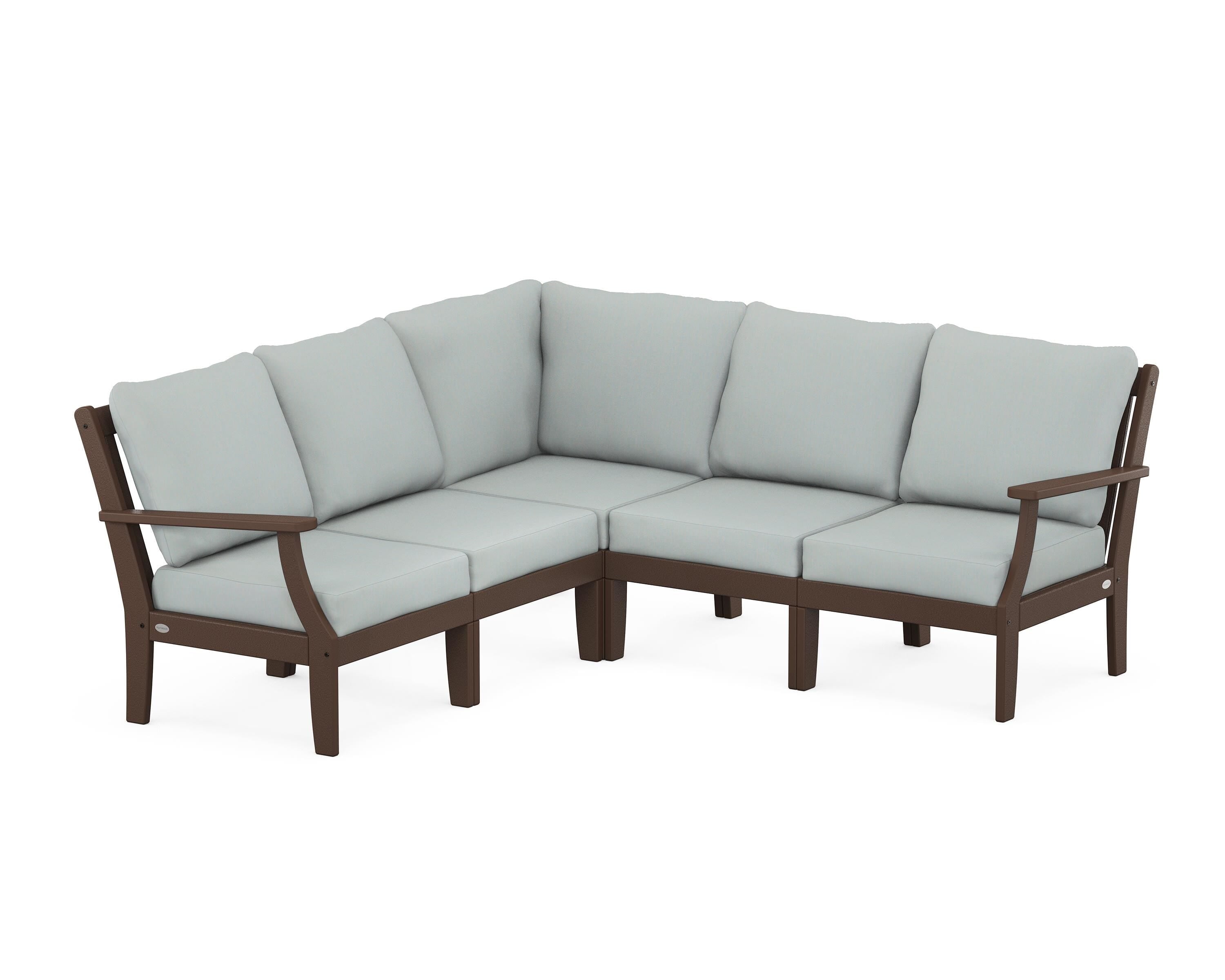 POLYWOOD® Braxton Modular 5-Piece Deep Seating Set in Mahogany / Spa