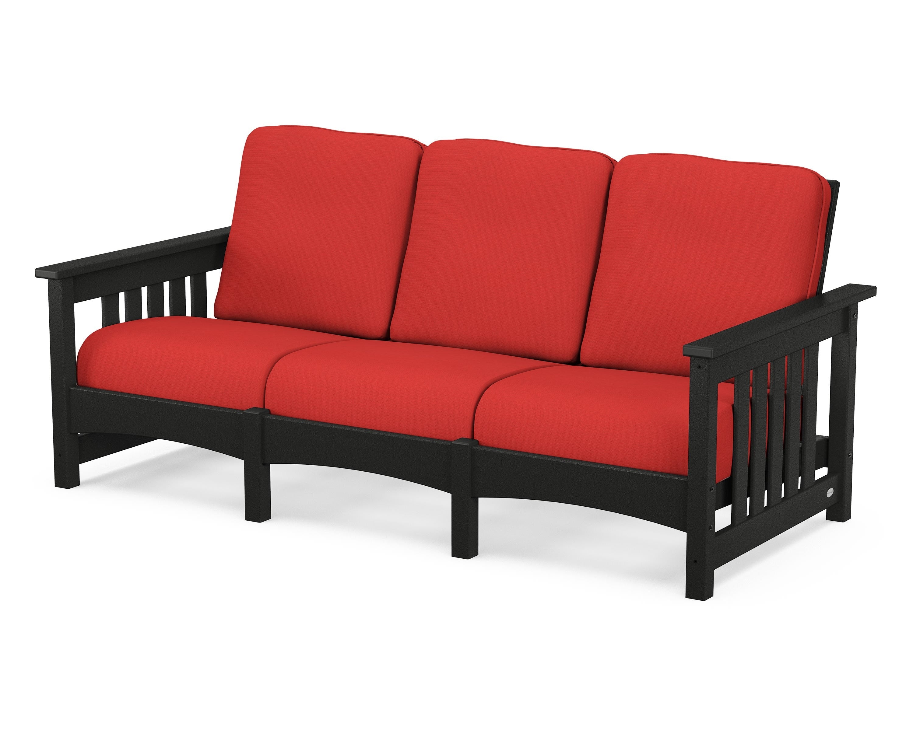 POLYWOOD® Club Mission Sofa in Black / Crimson Linen