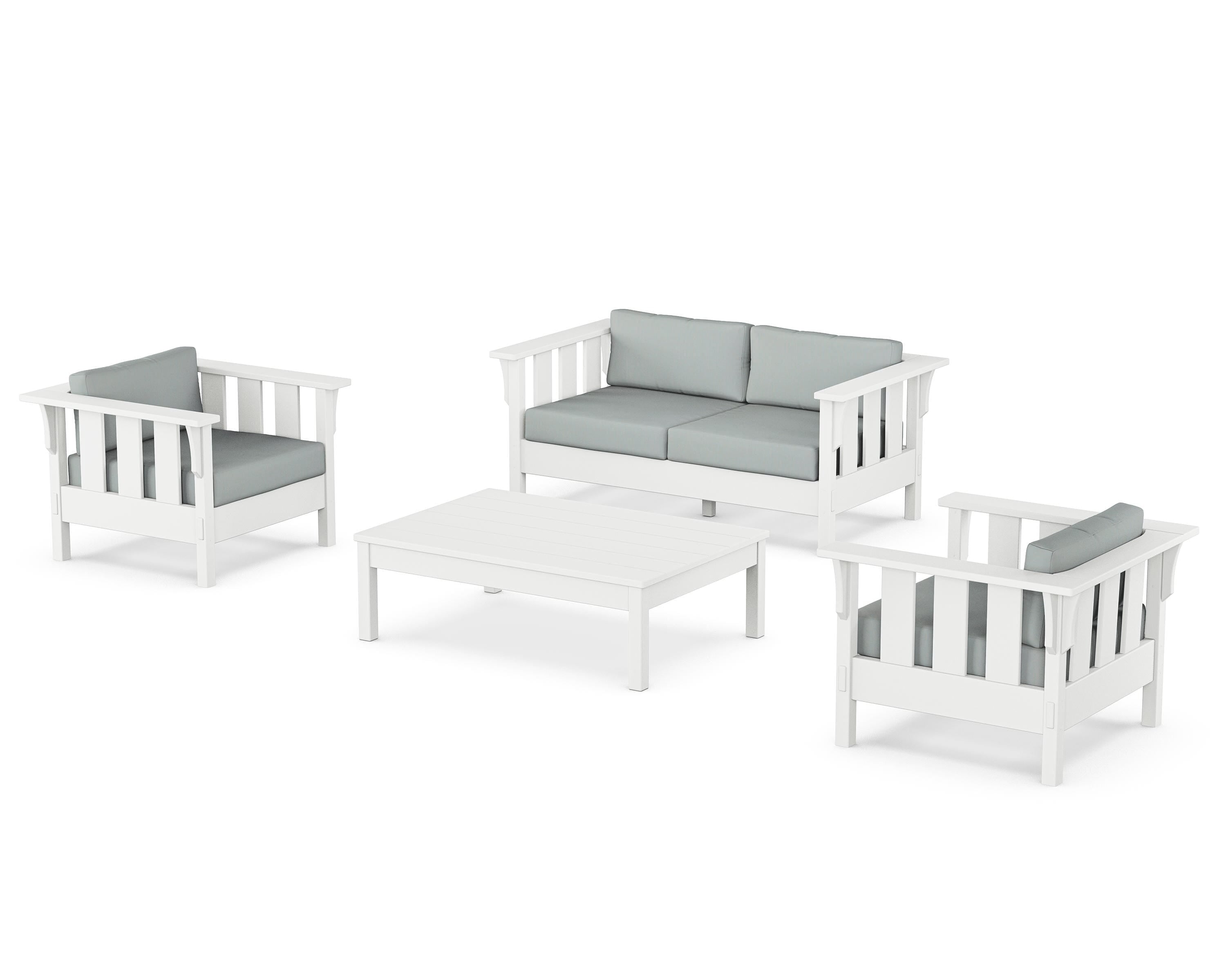 Martha Stewart by POLYWOOD® Acadia 4-Piece Deep Seating Set with Loveseat in White / Spa