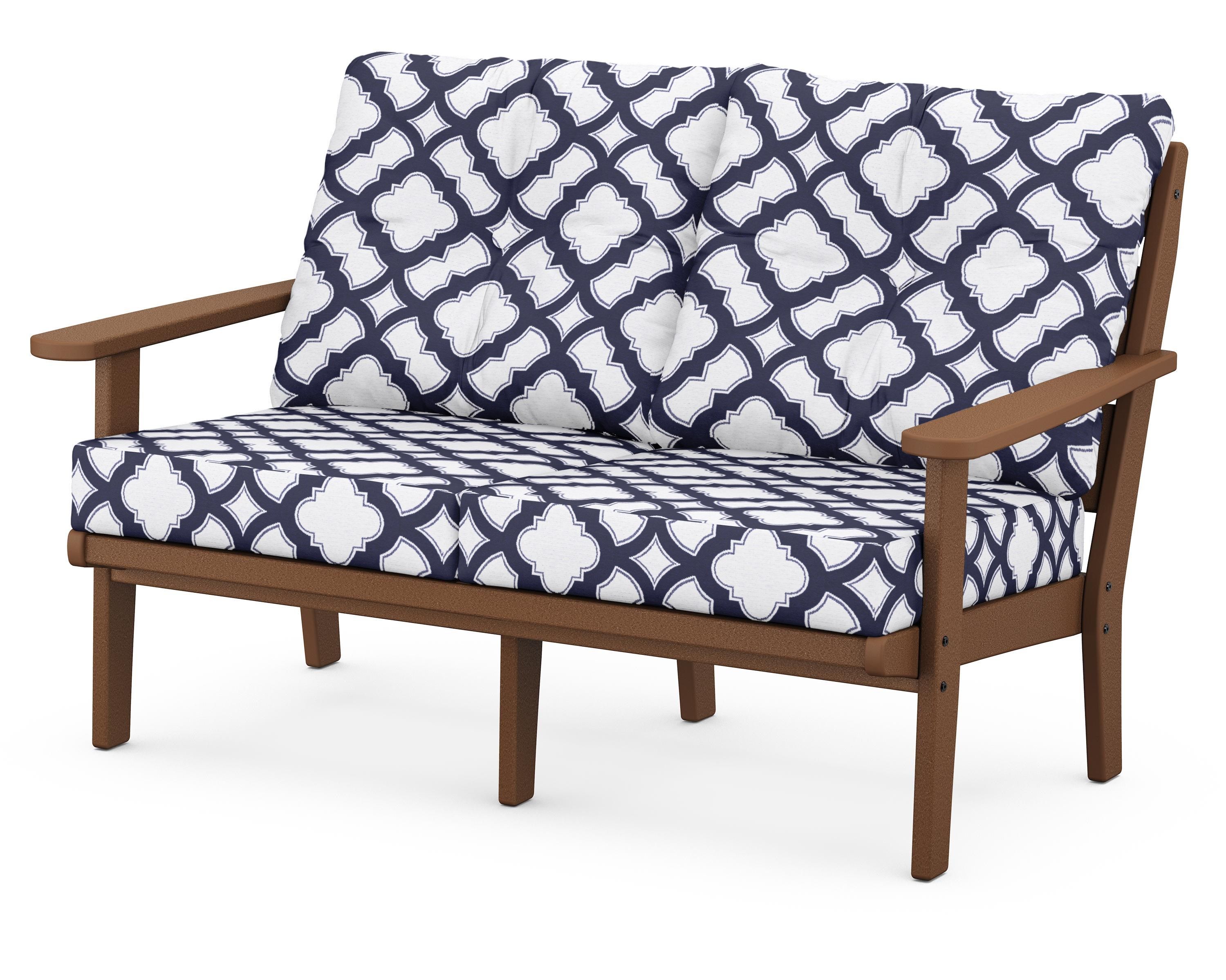 POLYWOOD® Lakeside Deep Seating Loveseat in Teak / Trellis Navy