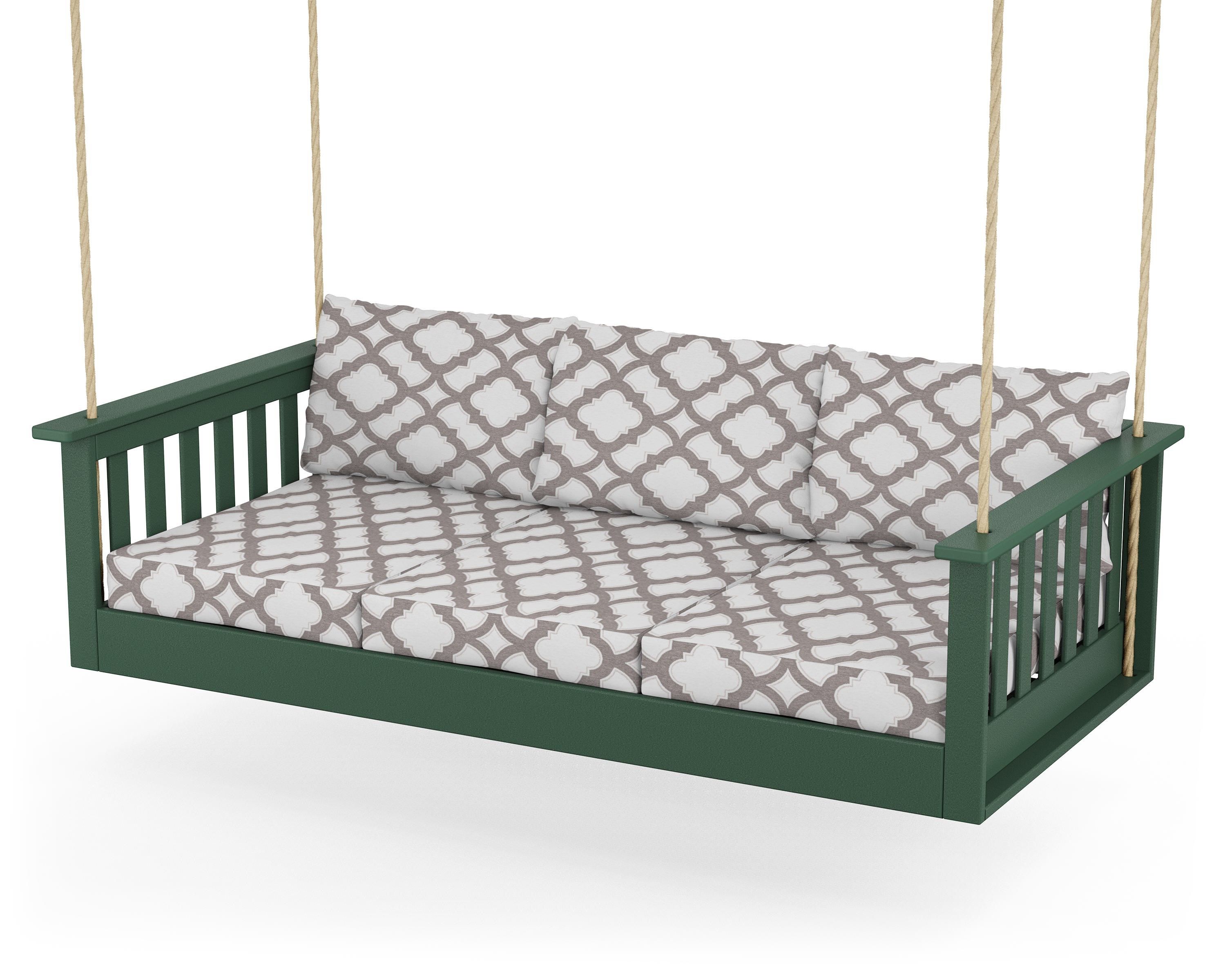 POLYWOOD® Vineyard Daybed Swing in Green / Trellis Grey Mist