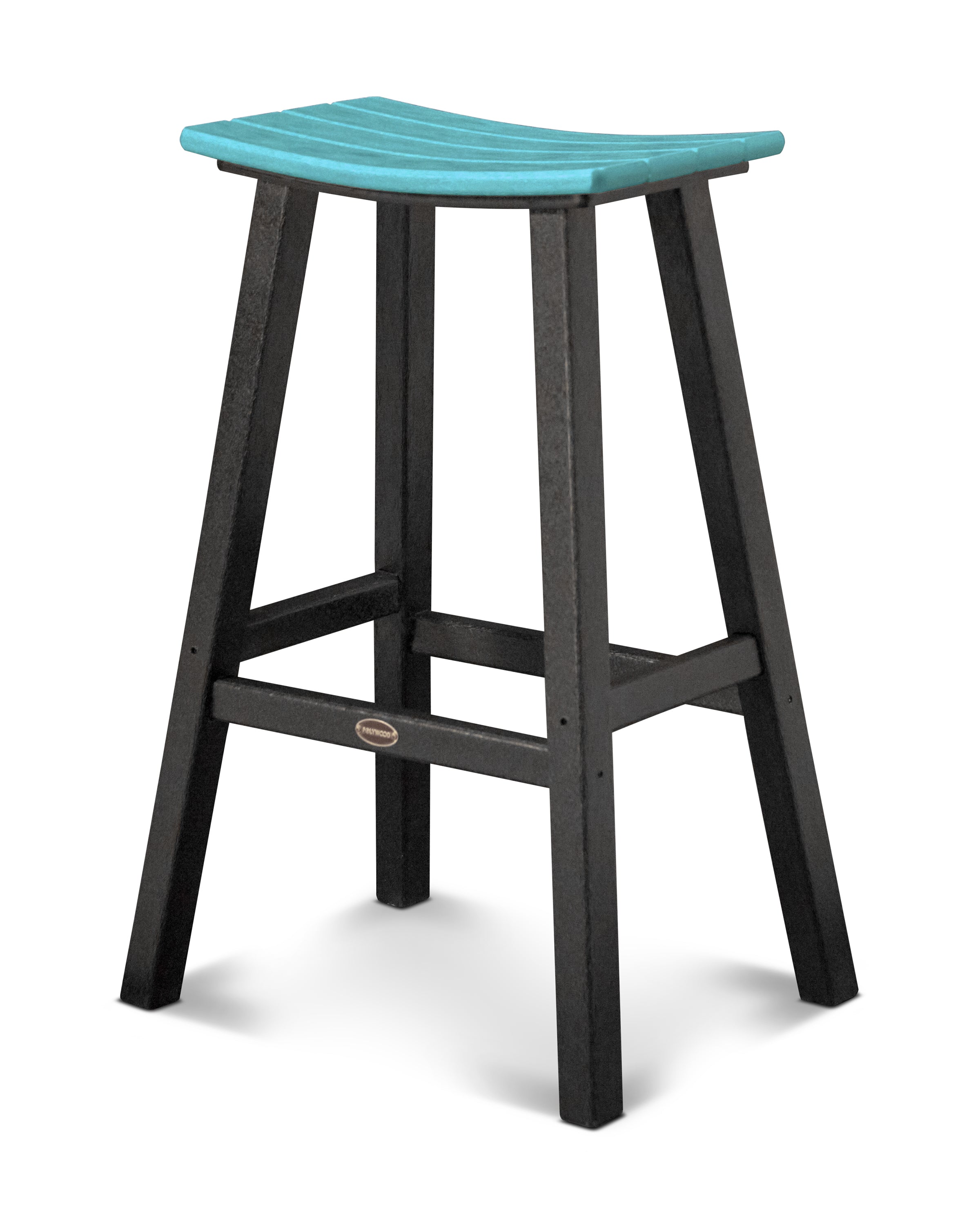 POLYWOOD® Contempo 30" Saddle Bar Stool in Black / Aruba