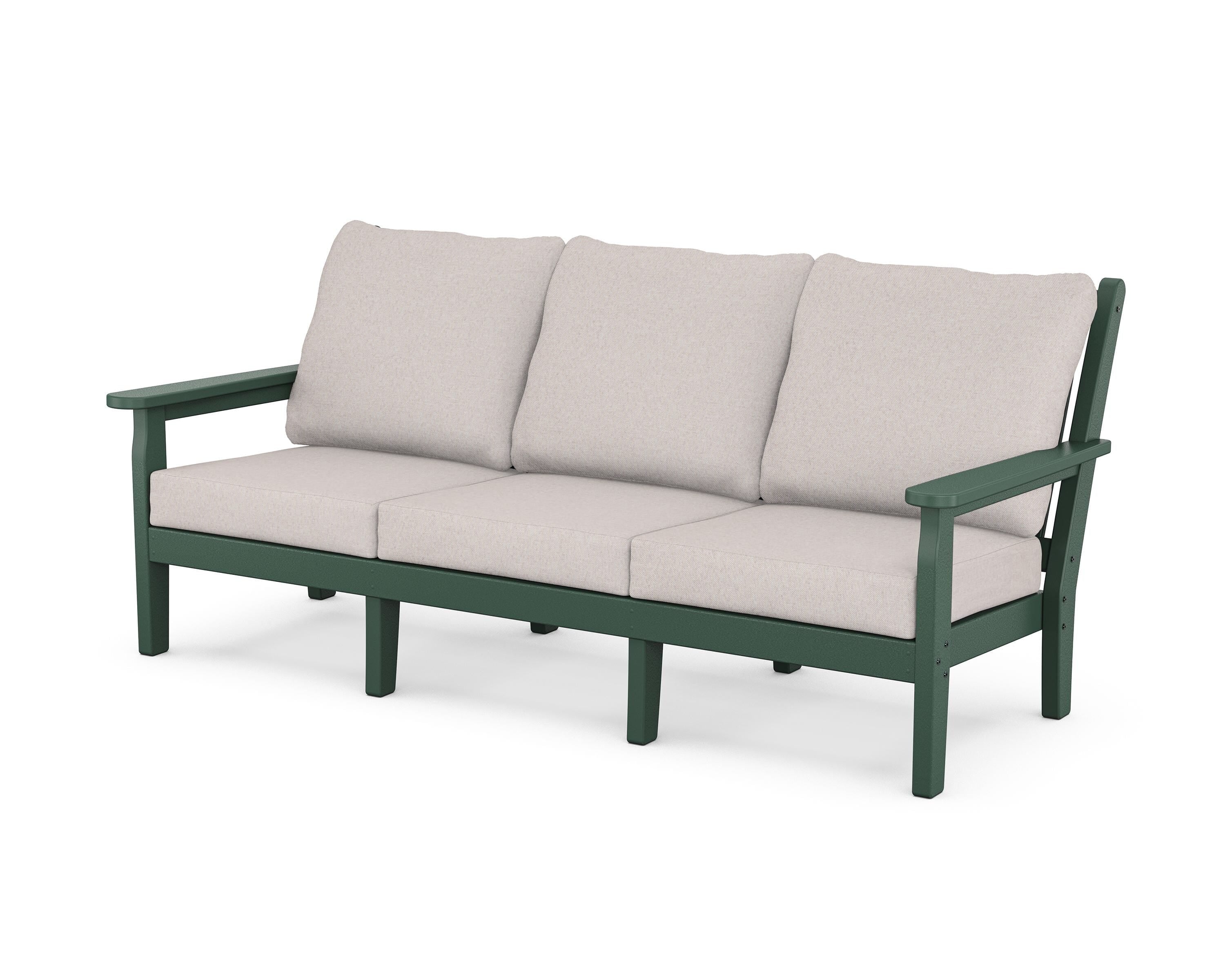 POLYWOOD® Chippendale Deep Seating Sofa in Green / Dune Burlap