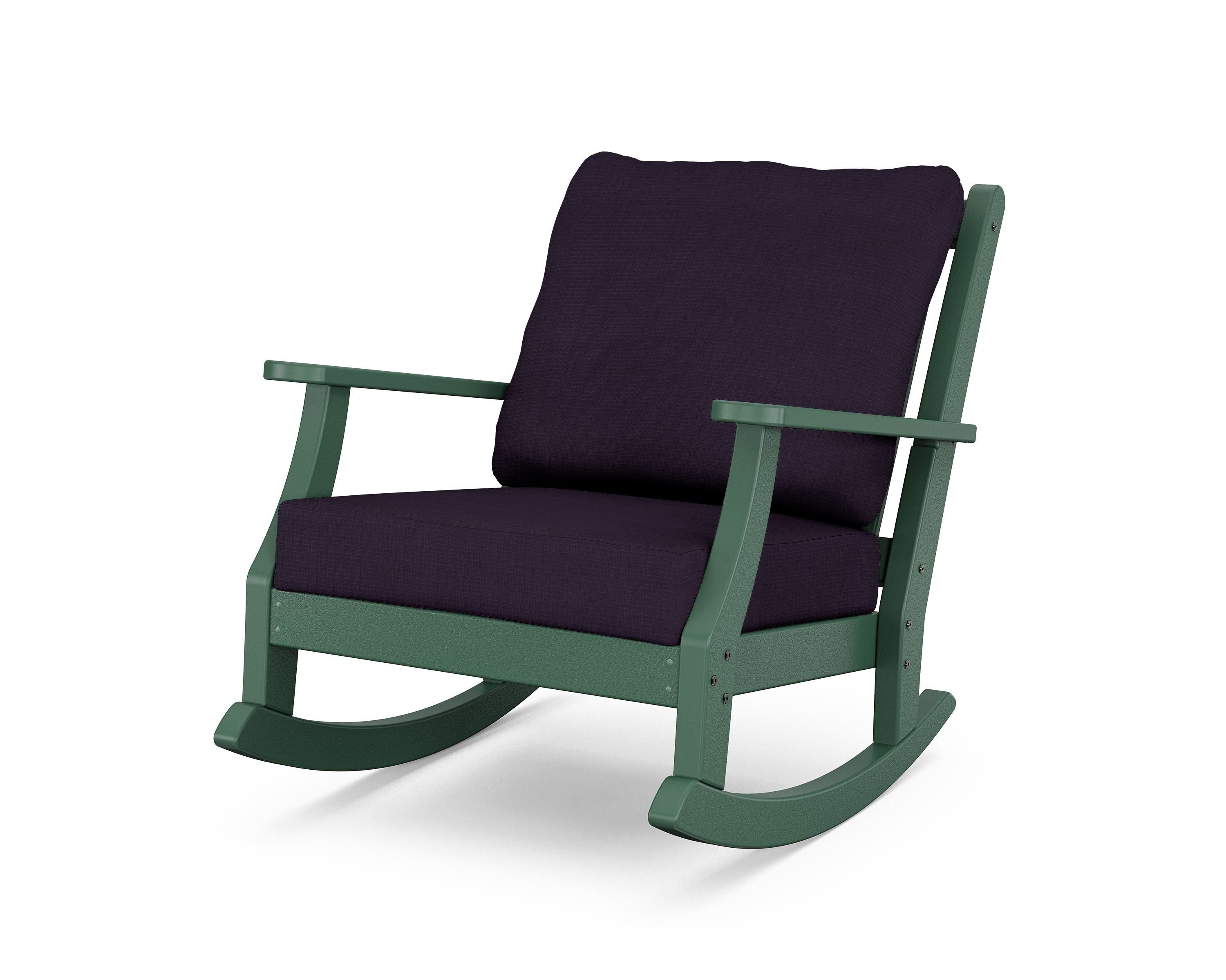 Country Living Wovendale Deep Seating Rocking Chair in Green / Navy Linen