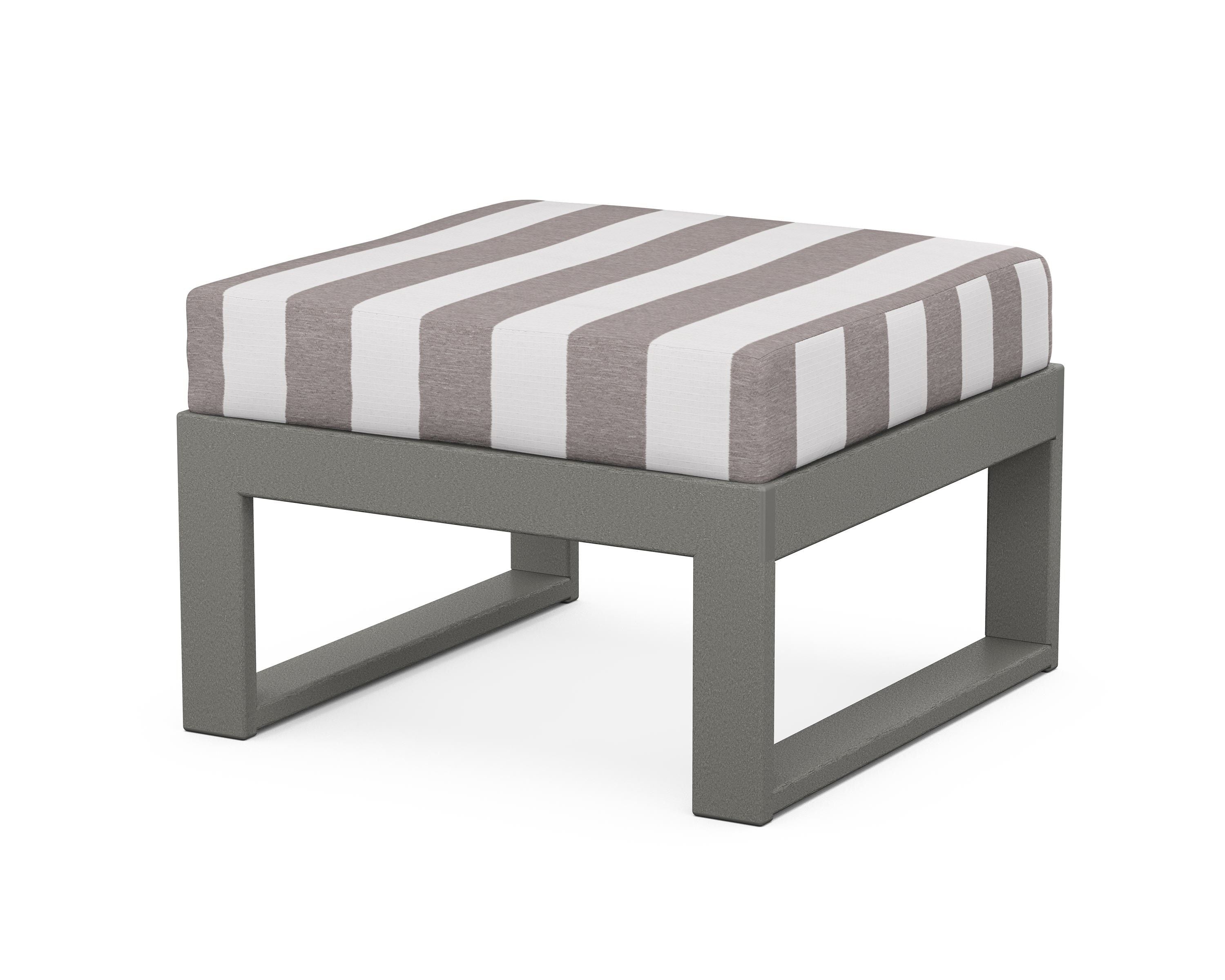 Unbranded Modular Ottoman - Modern in Slate Grey / Cabana Stripe Grey Mist