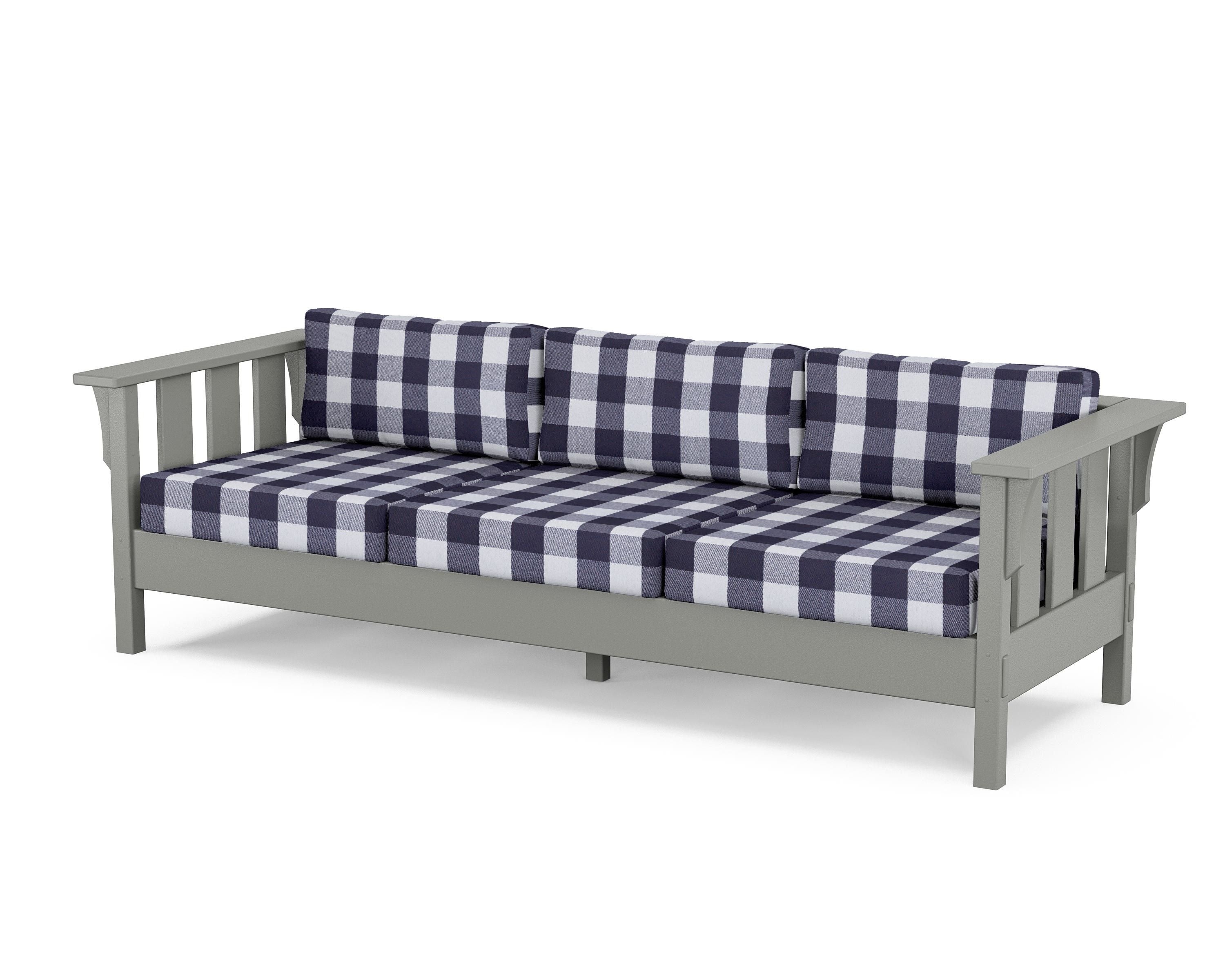 Martha Stewart by POLYWOOD® Acadia Deep Seating Sofa in Slate Grey / Buffalo Plaid Navy