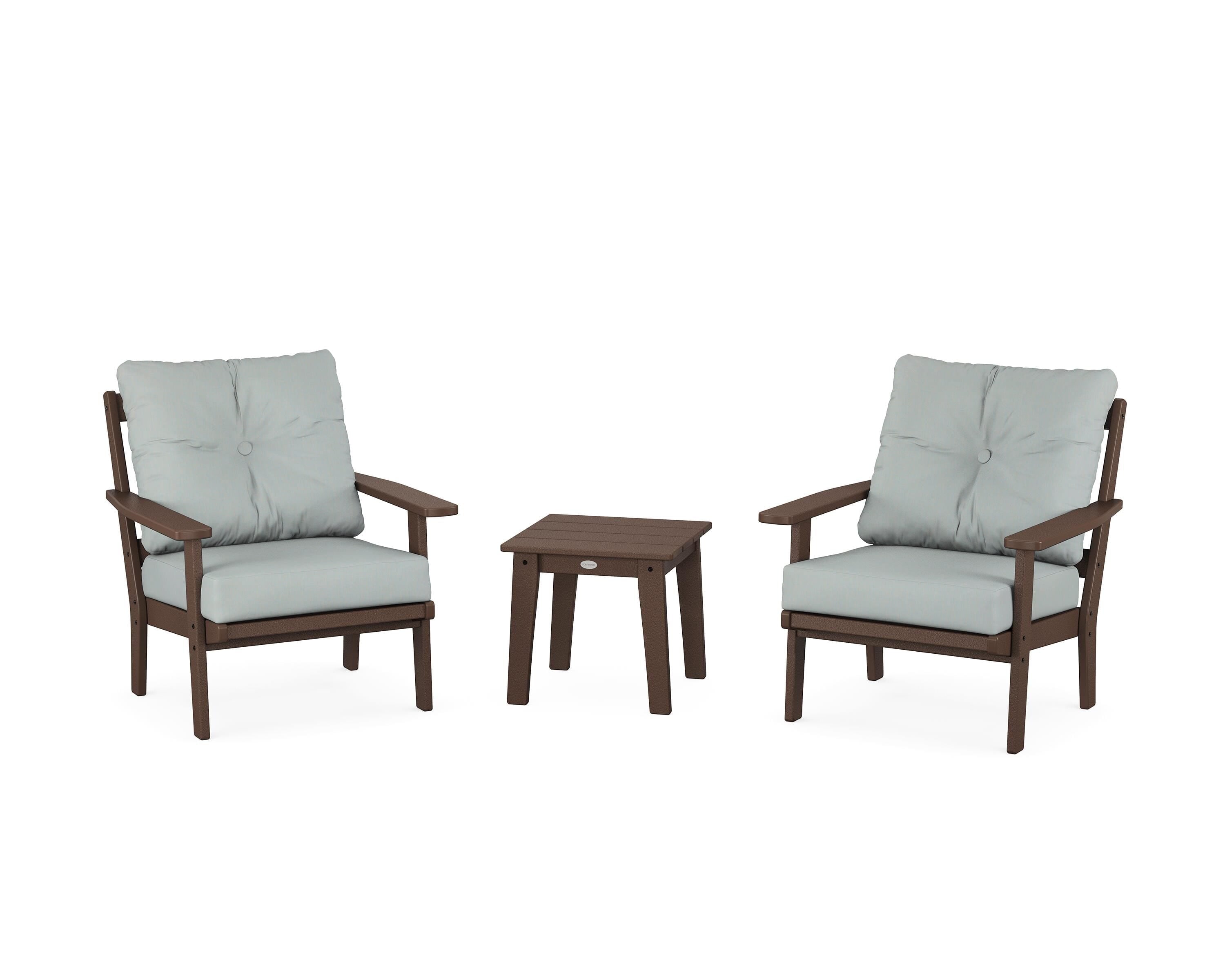 POLYWOOD® Prairie 3-Piece Deep Seating Set in Mahogany / Spa