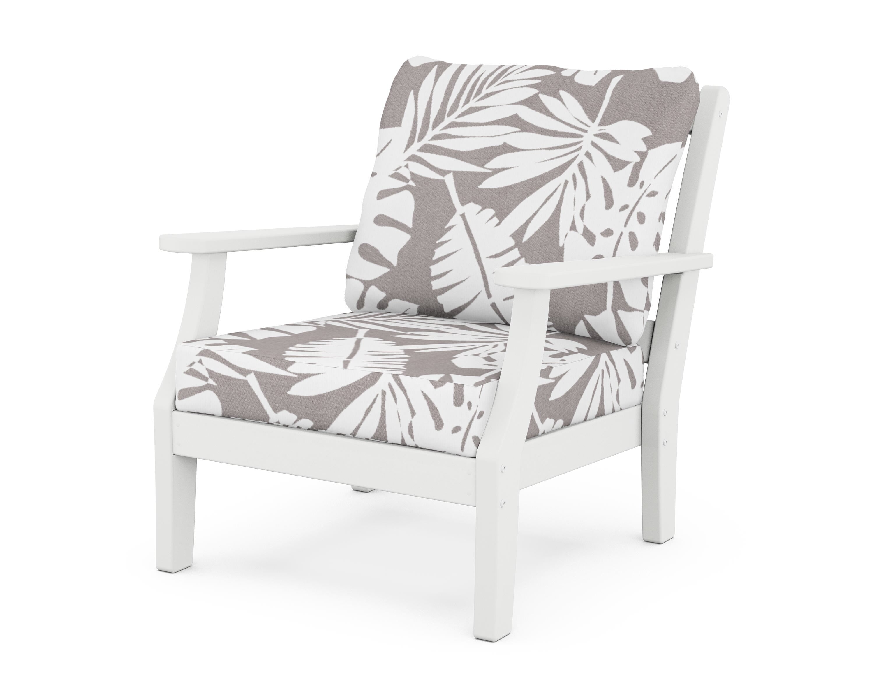 Martha Stewart by POLYWOOD® Chinoiserie Deep Seating Chair in White / Leaf Grey Mist