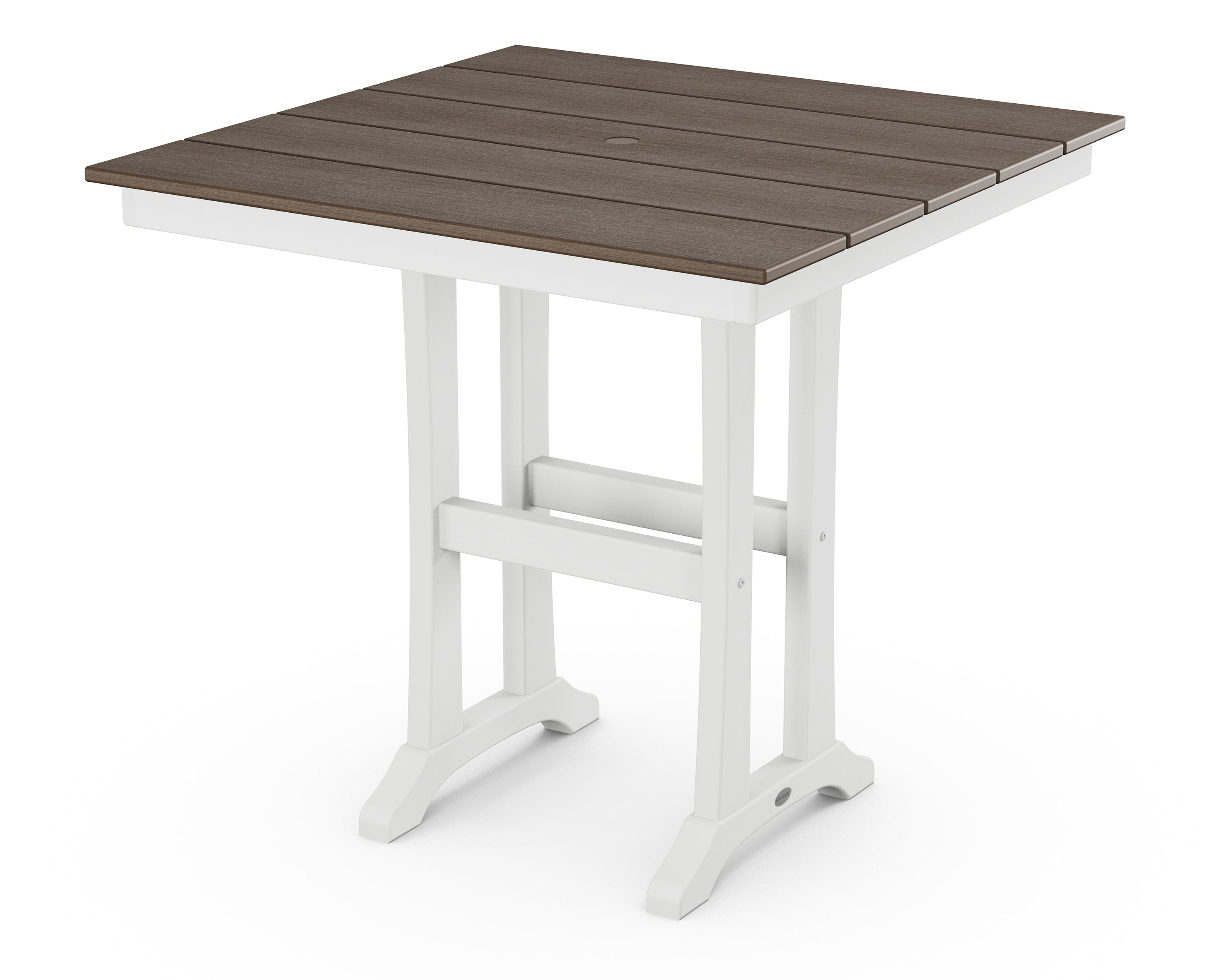 POLYWOOD® Farmhouse Trestle 37" Counter Table in White / Kona