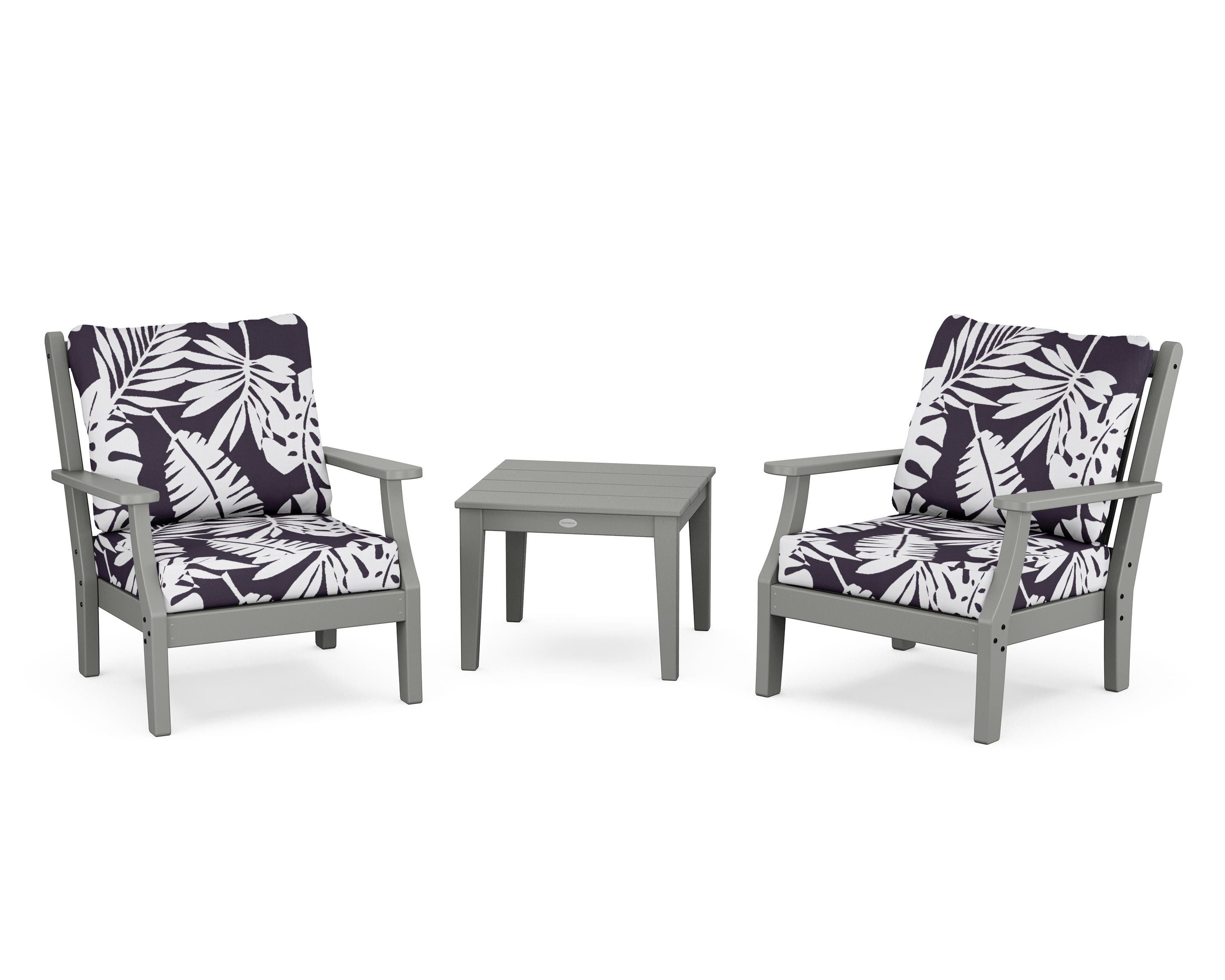 Country Living Wovendale 3-Piece Deep Seating Set in Slate Grey / Leaf Navy