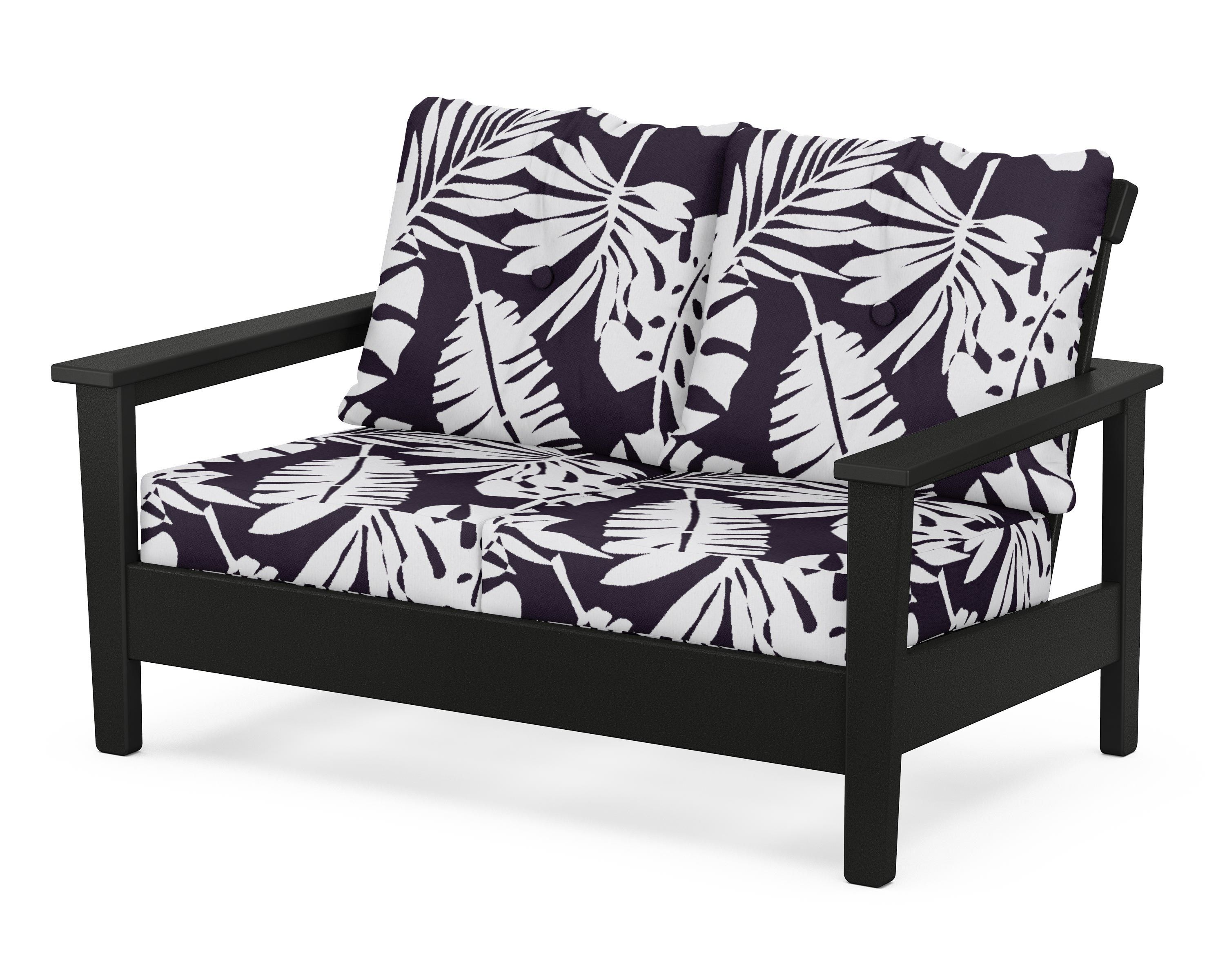 POLYWOOD® Prescott Deep Seating Loveseat in Black / Leaf Navy