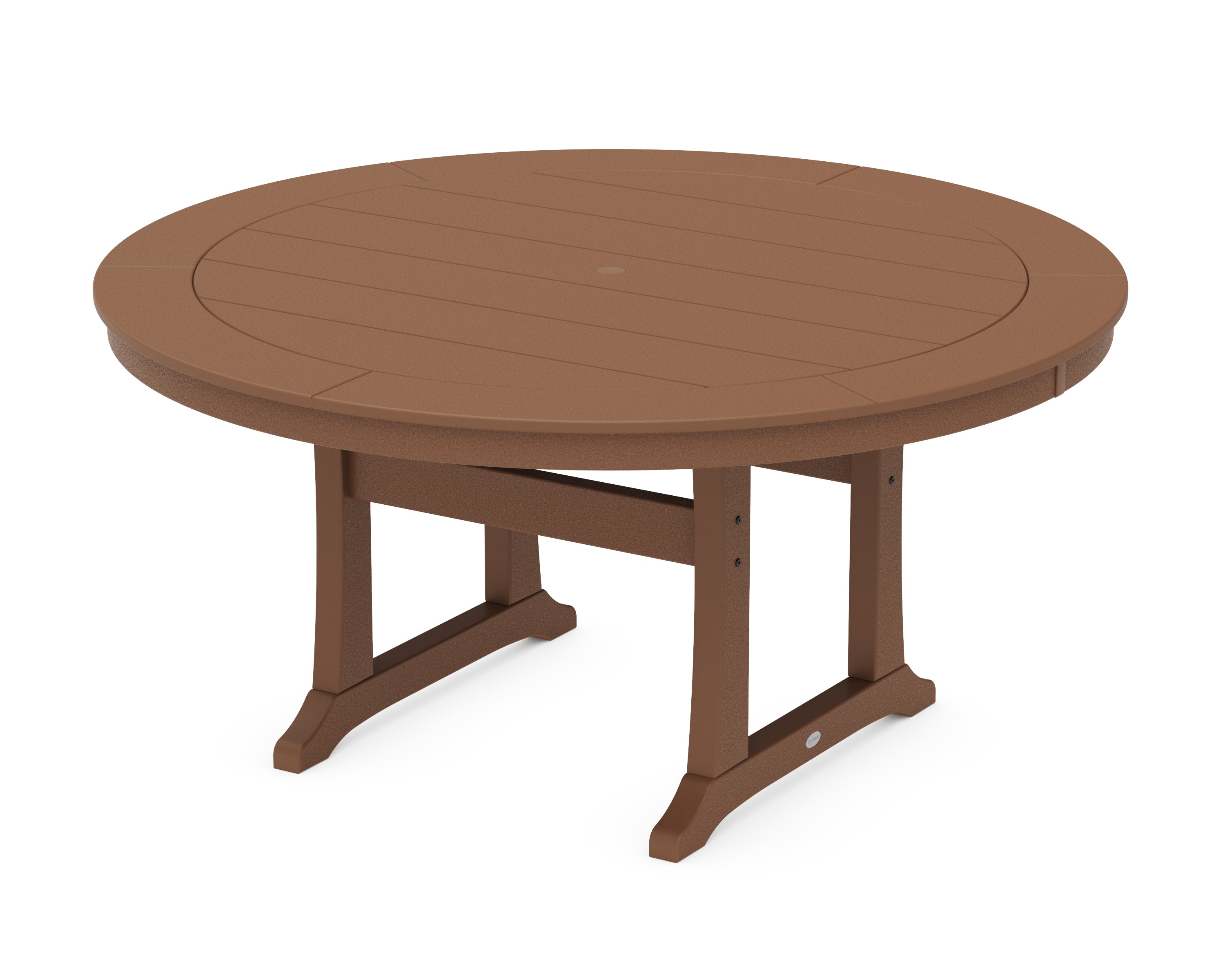 POLYWOOD® Nautical Trestle 60" Round Dining Table in Teak