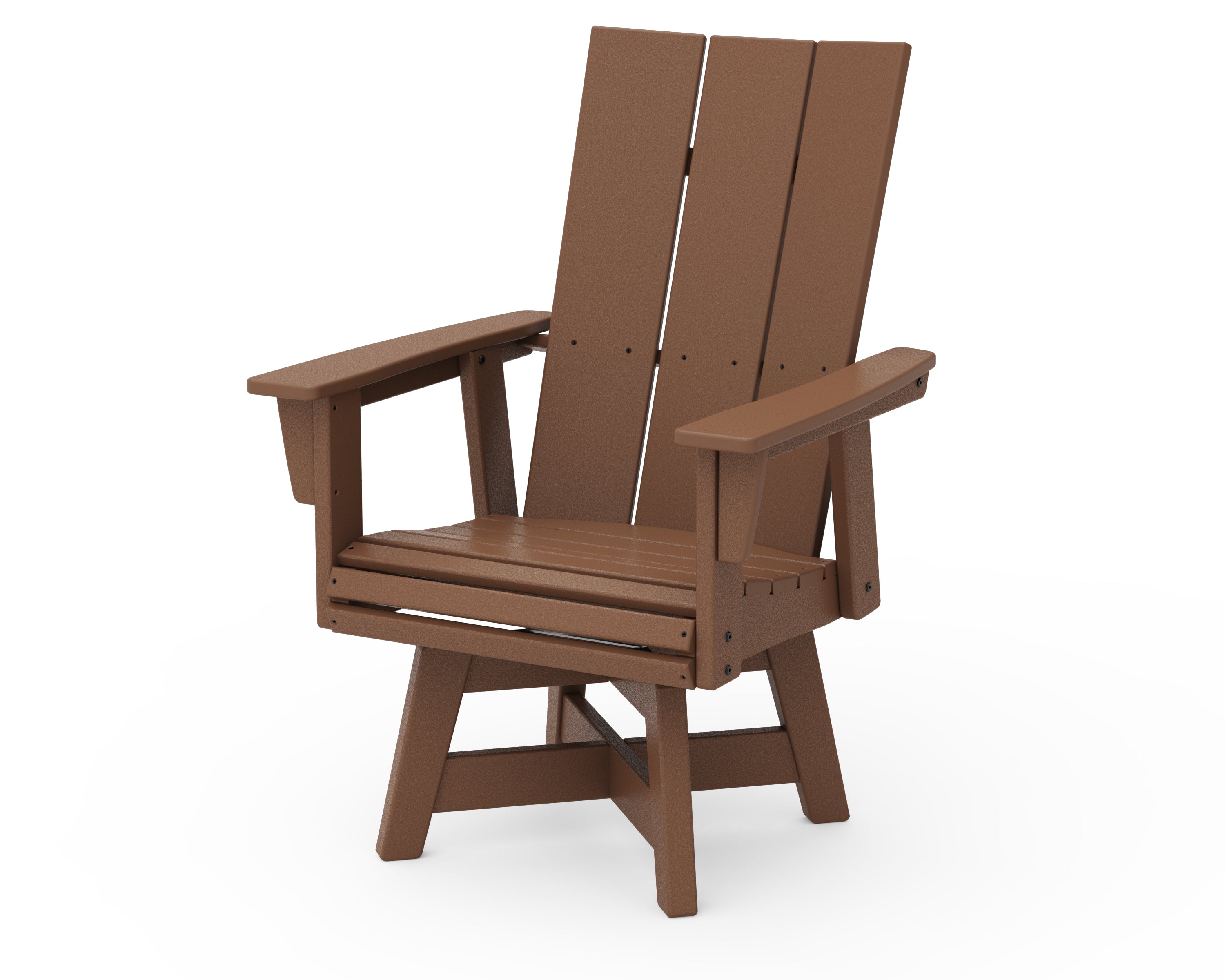 POLYWOOD® Modern Curveback Adirondack Swivel Dining Chair in Teak