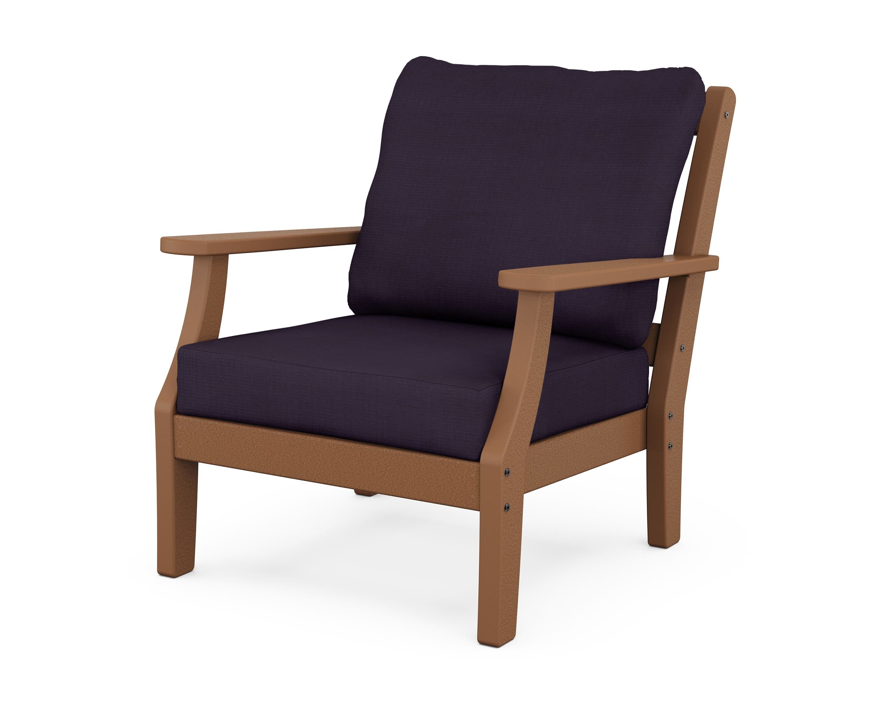 Martha Stewart by POLYWOOD® Chinoiserie Deep Seating Chair in Teak / Navy Linen
