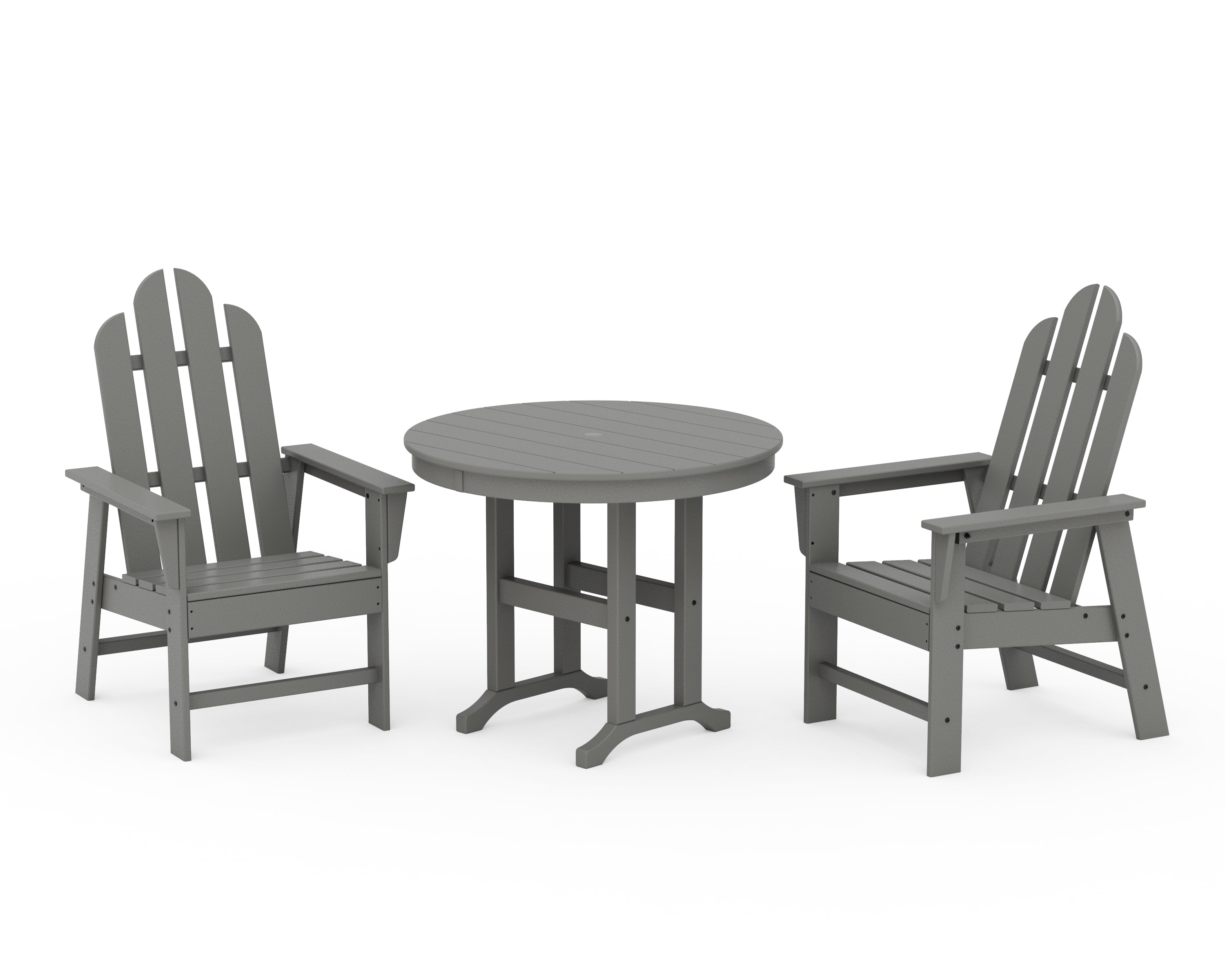 POLYWOOD® Long Island 3-Piece Round Dining Set in Slate Grey