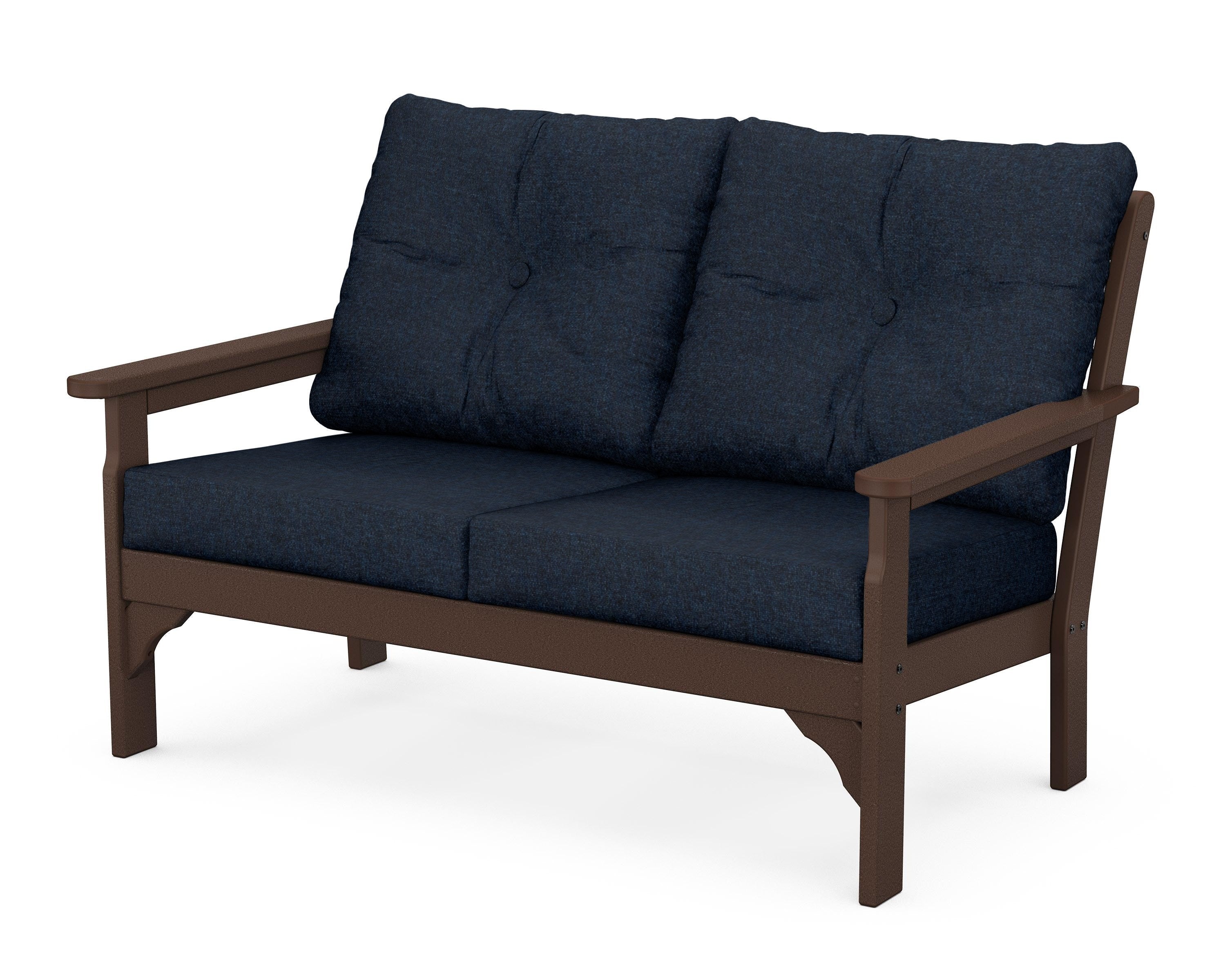 POLYWOOD® Vineyard Deep Seating Loveseat in Mahogany / Marine Indigo