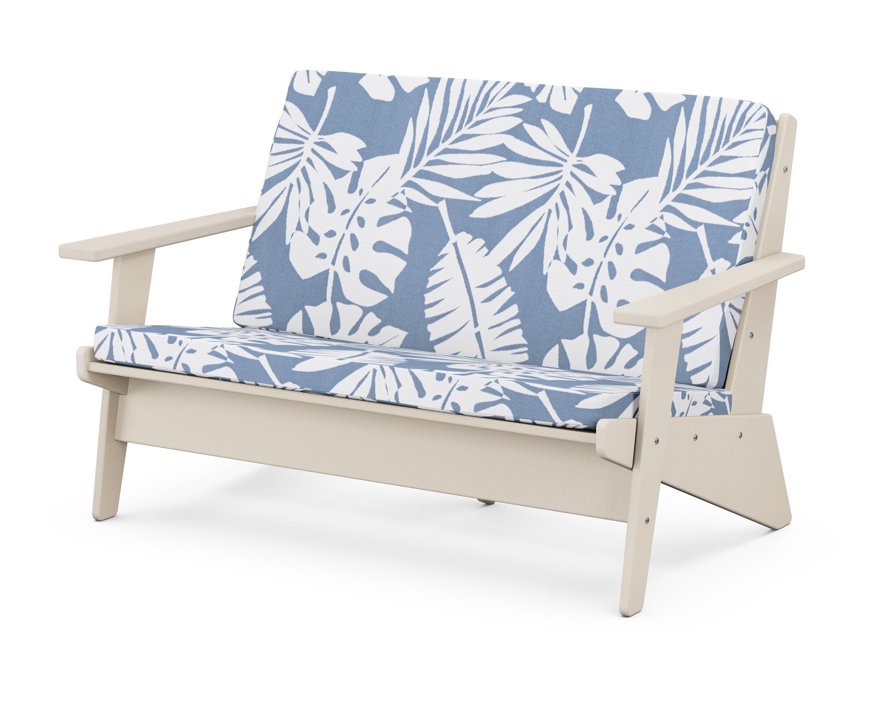 POLYWOOD® Riviera Modern Lounge Loveseat in Sand / Leaf Sky Blue
